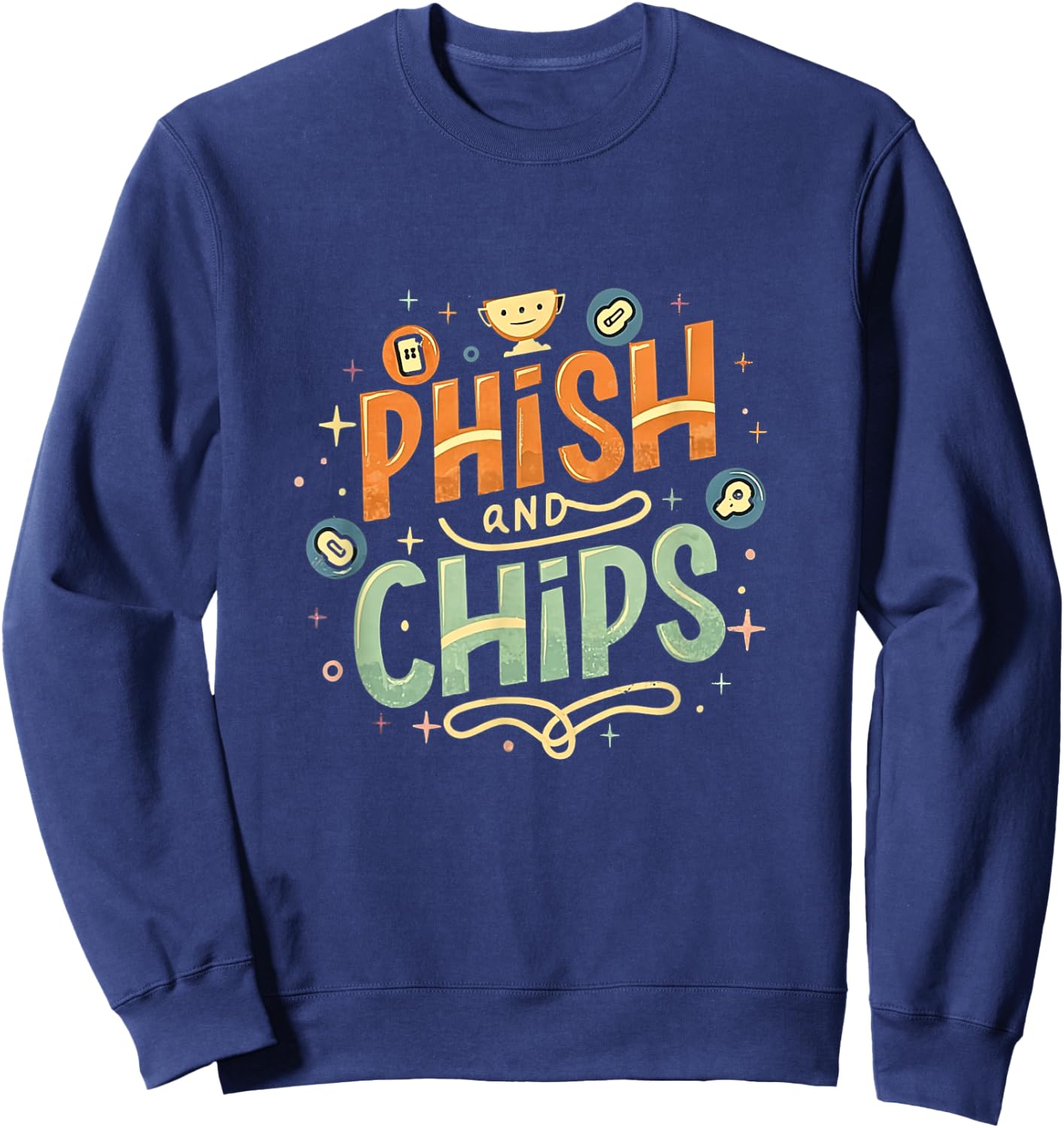 Funny Hackers Phish and Chips Sweatshirt - Sweatshirt | Navy