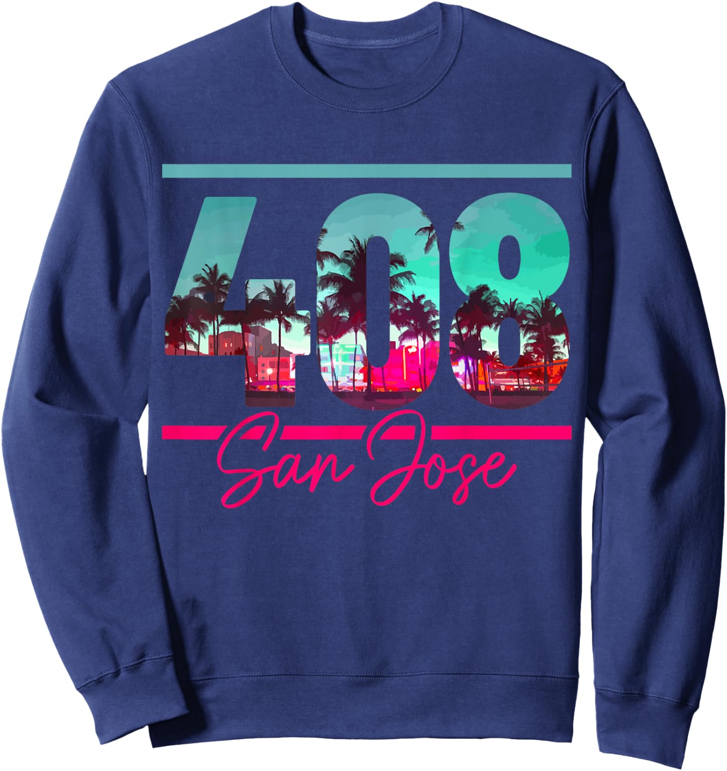 San Jose California Area Code 408 Vintage Retro Sweatshirt - Sweatshirt | Navy