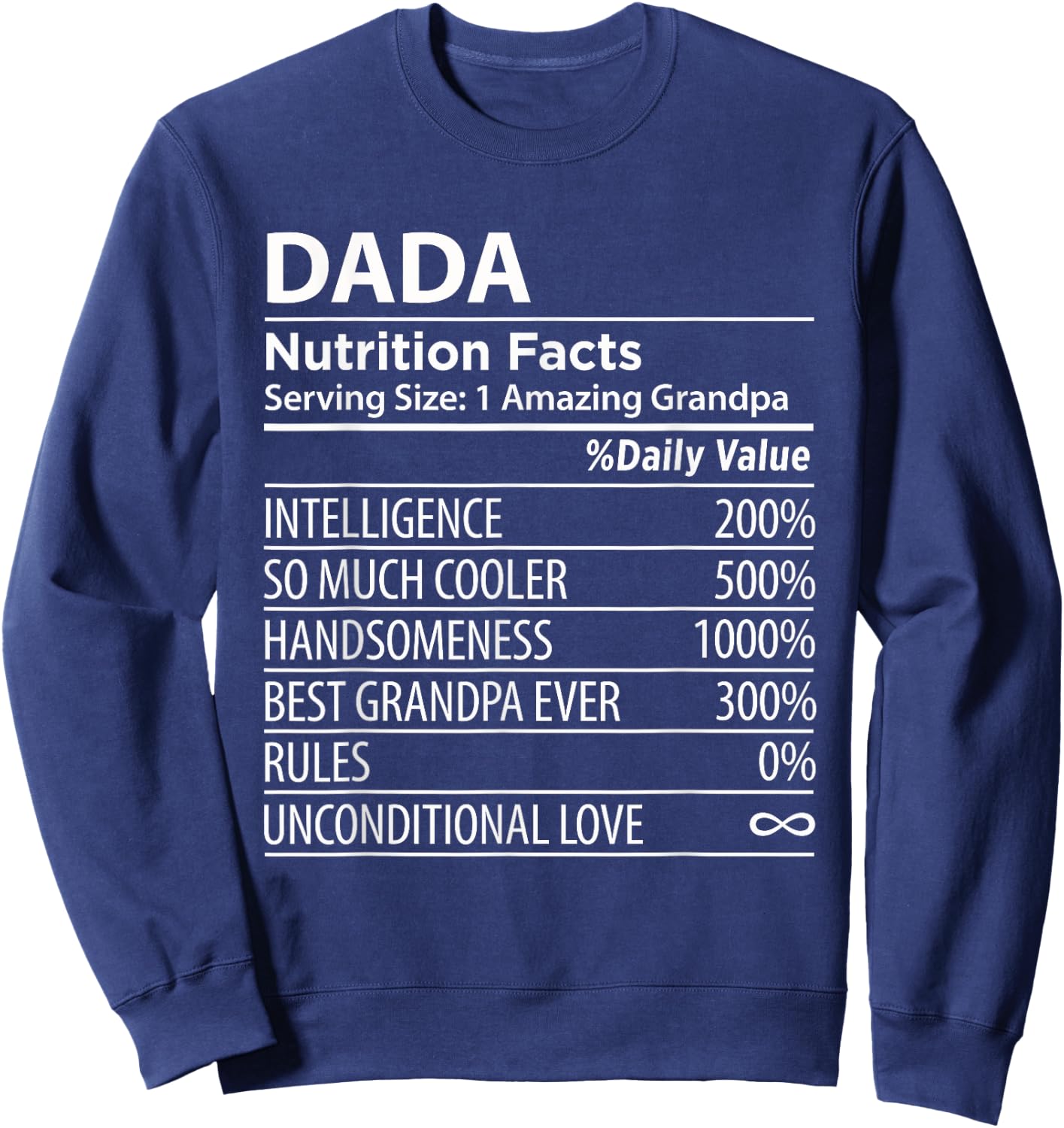 Dada Nutrition Facts | Funny Indian Grandpa Sweatshirt - Sweatshirt | Navy