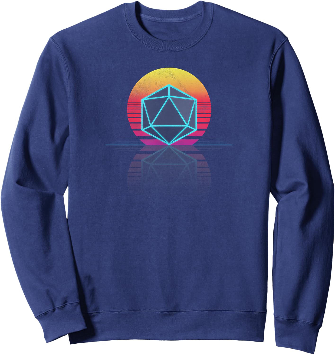 80s 90s Retro Old School Gamer Geek Dice Gaming RPG Sweatshirt - Sweatshirt | Navy