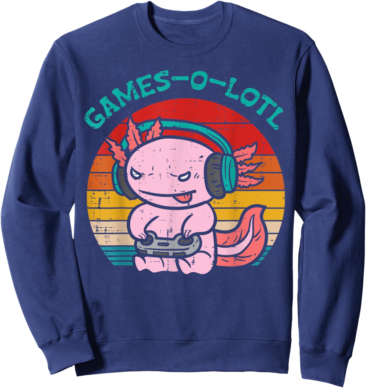Games-O-Lotl Axalotl Gaming Funny Video Game Gamer Boys Kids Sweatshirt - Sweatshirt | Navy