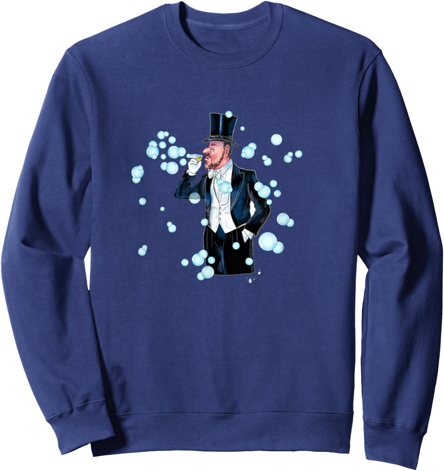 Fun Mr Bubbles, Man Blowing soap Bubbles Sweatshirt - Sweatshirt | Navy