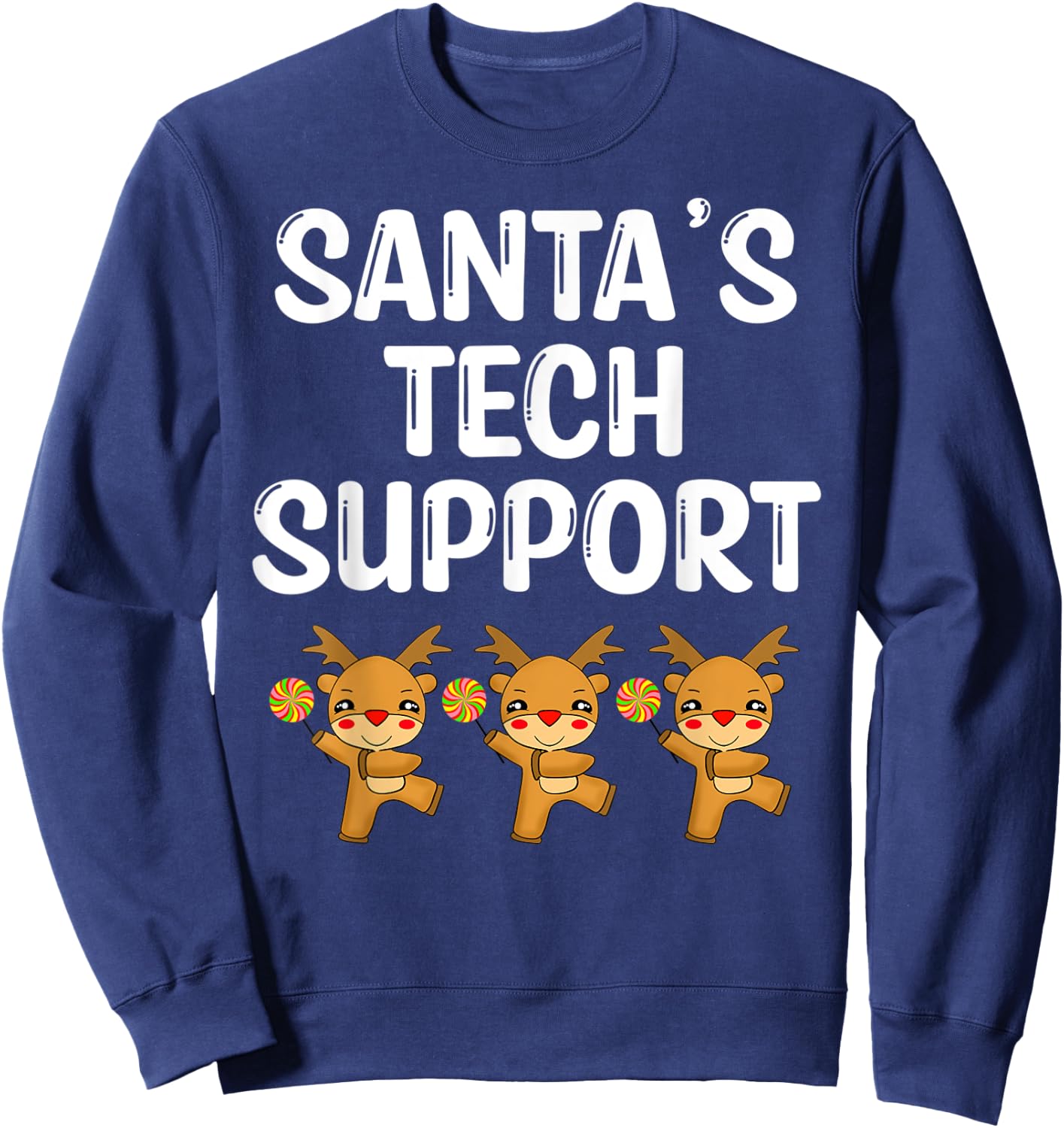 Santa's tech support Christmas IT computer Funny reindeer Sweatshirt - Sweatshirt | Navy