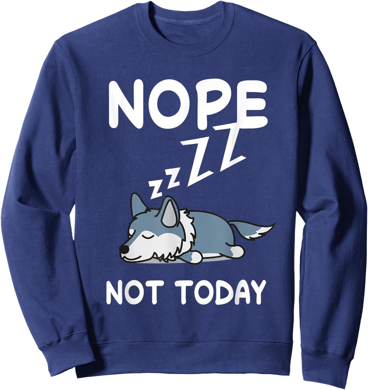 Nope Wolf Nap Sleeping Pajama Nightgown Sweatshirt - Sweatshirt | Navy