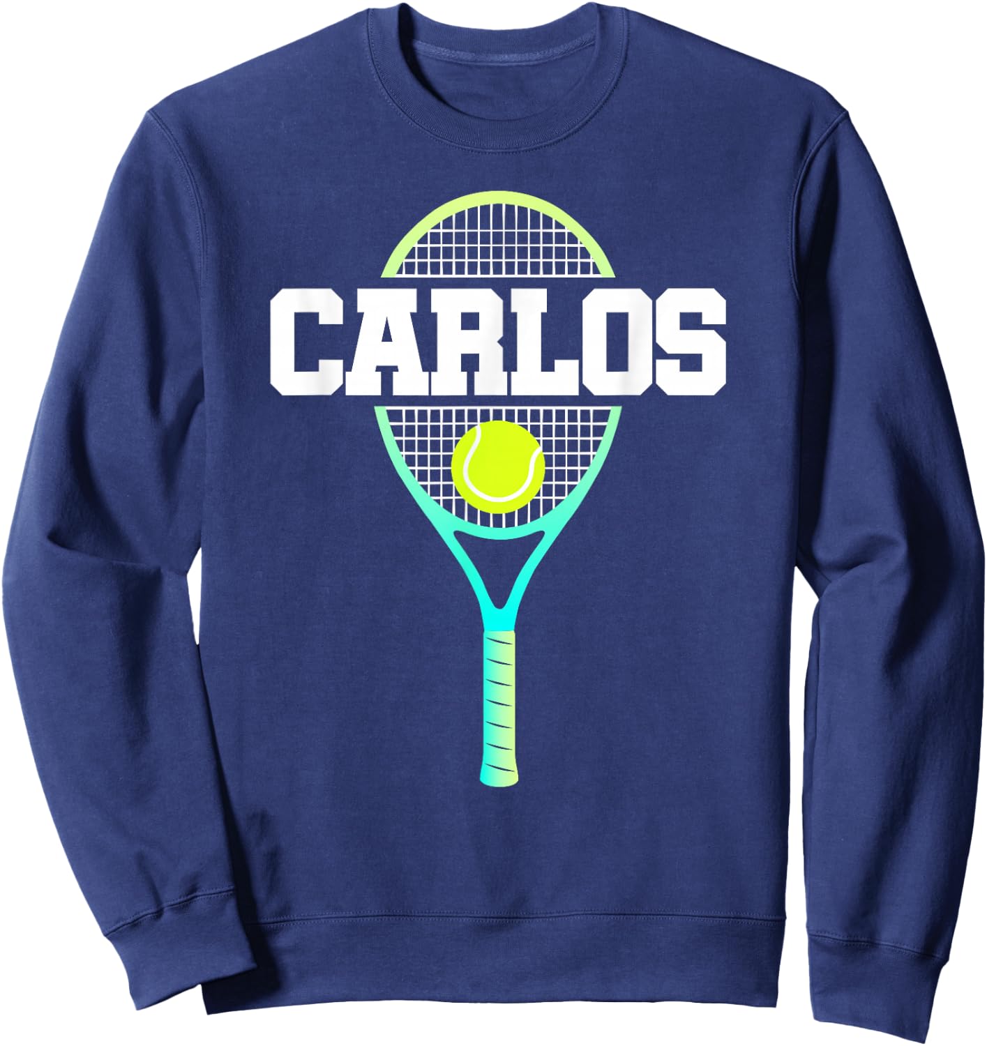 Carlos Name Tennis Player Boys Ball and Racket Sports Fan Sweatshirt - Sweatshirt | Navy