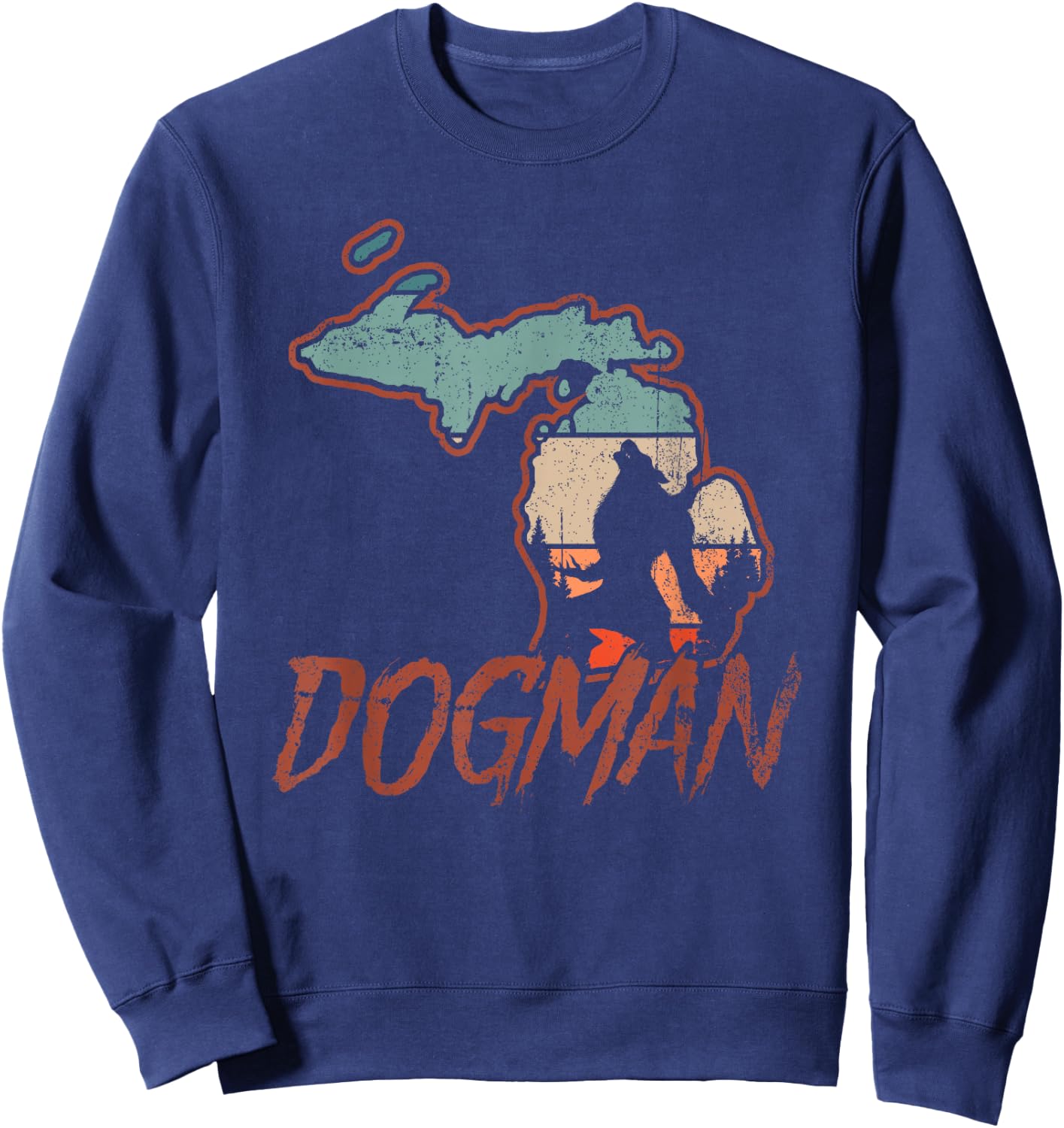Cryptids Cryptozoology Monsters State of Michigan Dogman Sweatshirt - Sweatshirt | Navy