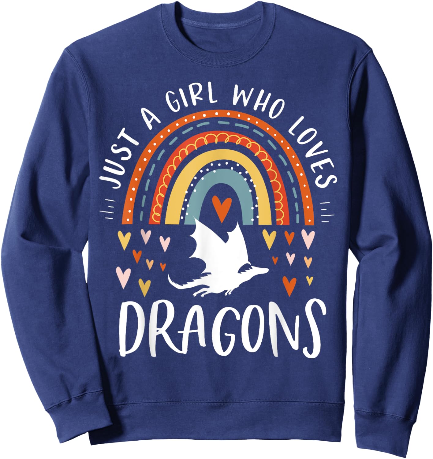 Just A Girl Who Loves Dragons Rainbow Gifts for Dragon Lover Small Sweatshirt - Sweatshirt | Navy