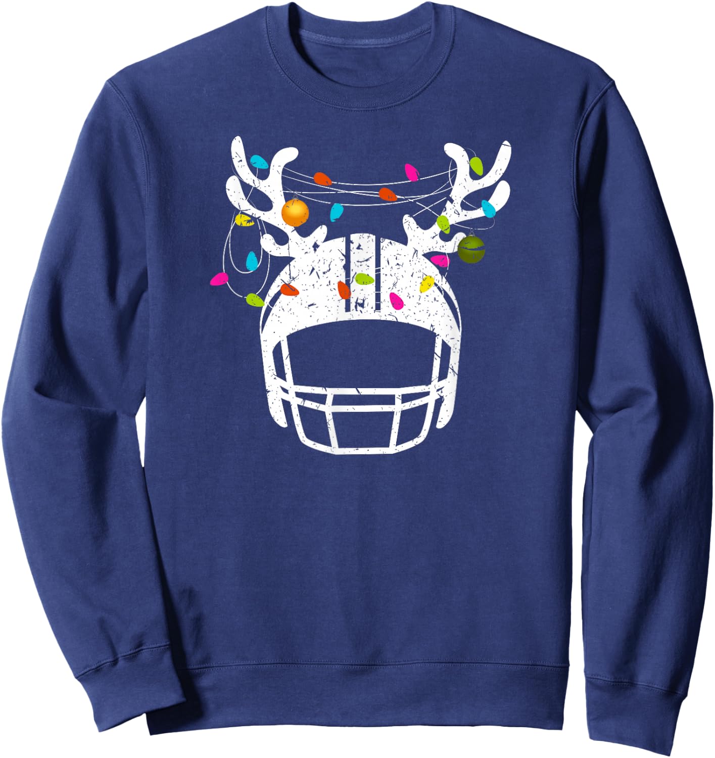 Christmas Lights Football Helmet Funny Xmas Sweatshirt - Sweatshirt | Navy