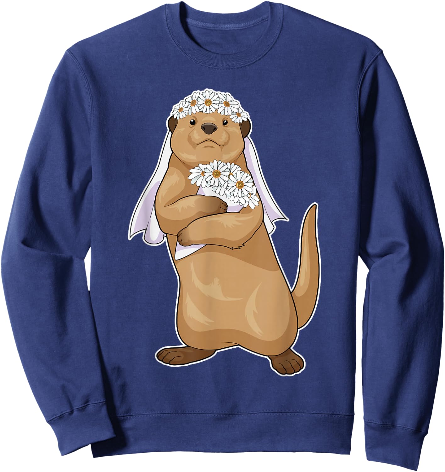 Otter Bride Bridal bouquet Wedding Sweatshirt - Sweatshirt | Navy