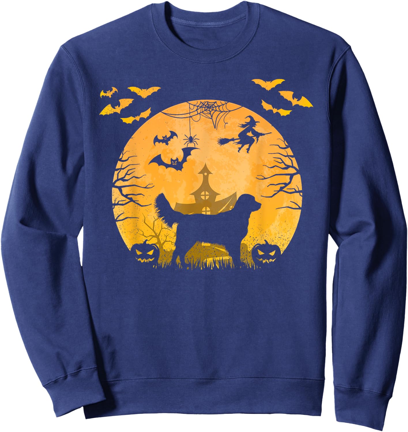 Funny Halloween Dog Golden Retrievers Halloween Men Women Kids Sweatshirt - Sweatshirt | Navy