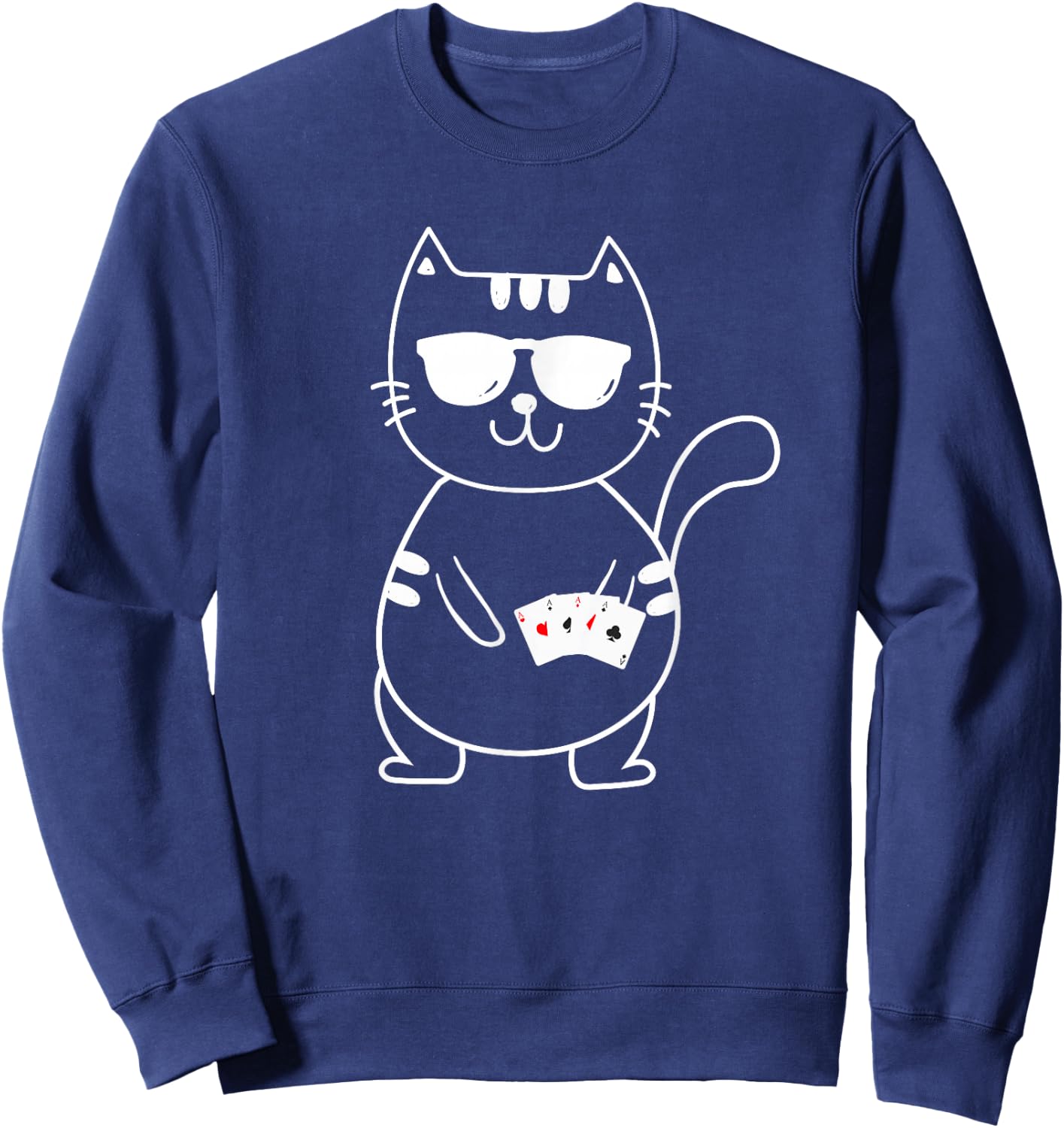 Poker Cat - Poker Texas Hold'Em Gambling Casino Gambler Sweatshirt - Sweatshirt | Navy