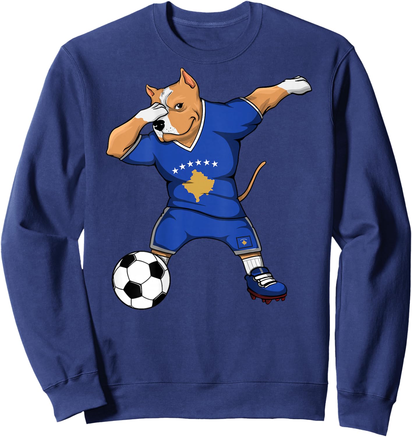 Dabbing Pitbull Kosovo Soccer Lovers Jersey Kosovar Football Sweatshirt - Sweatshirt | Navy