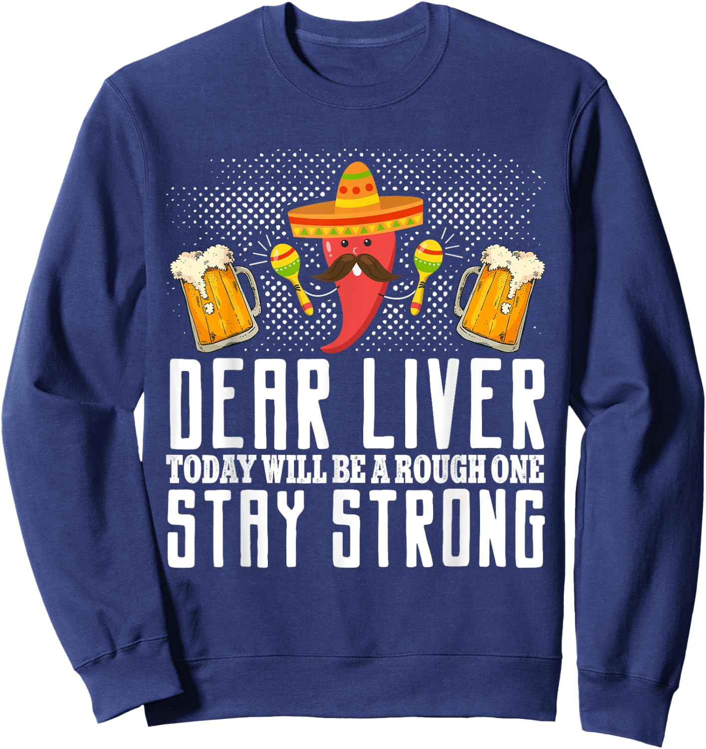 Cinco de Mayo Beer Sugar Skull Mexican Fiesta Drinking Party Sweatshirt - Sweatshirt | Navy