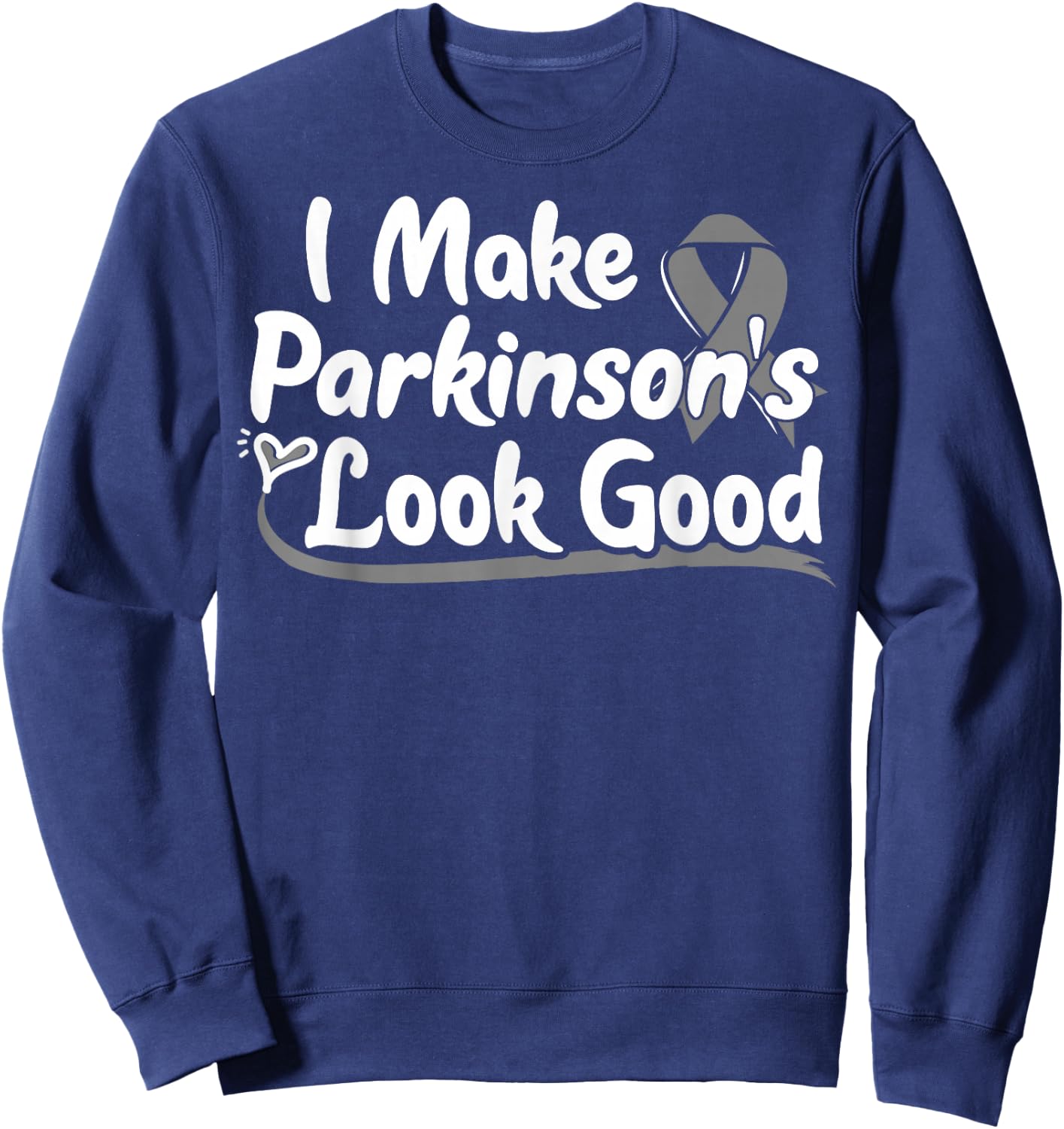 Gift Parkinson Disease Patients Gray Awareness Ribbon Sweatshirt - Sweatshirt | Navy