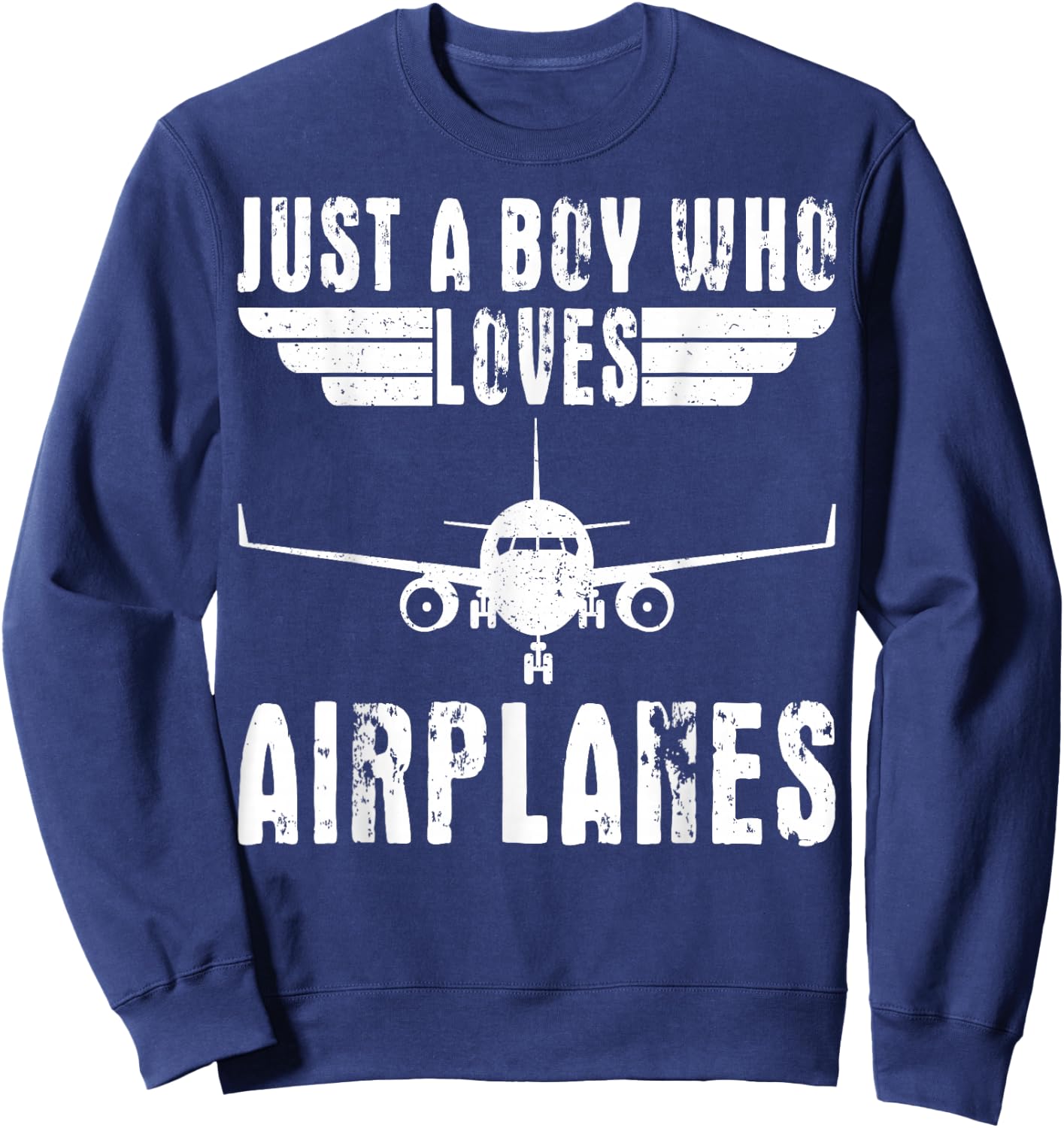 Just A Boy Who Loves Airplanes Aviation Pilot Airplane Lover Sweatshirt - Sweatshirt | Navy