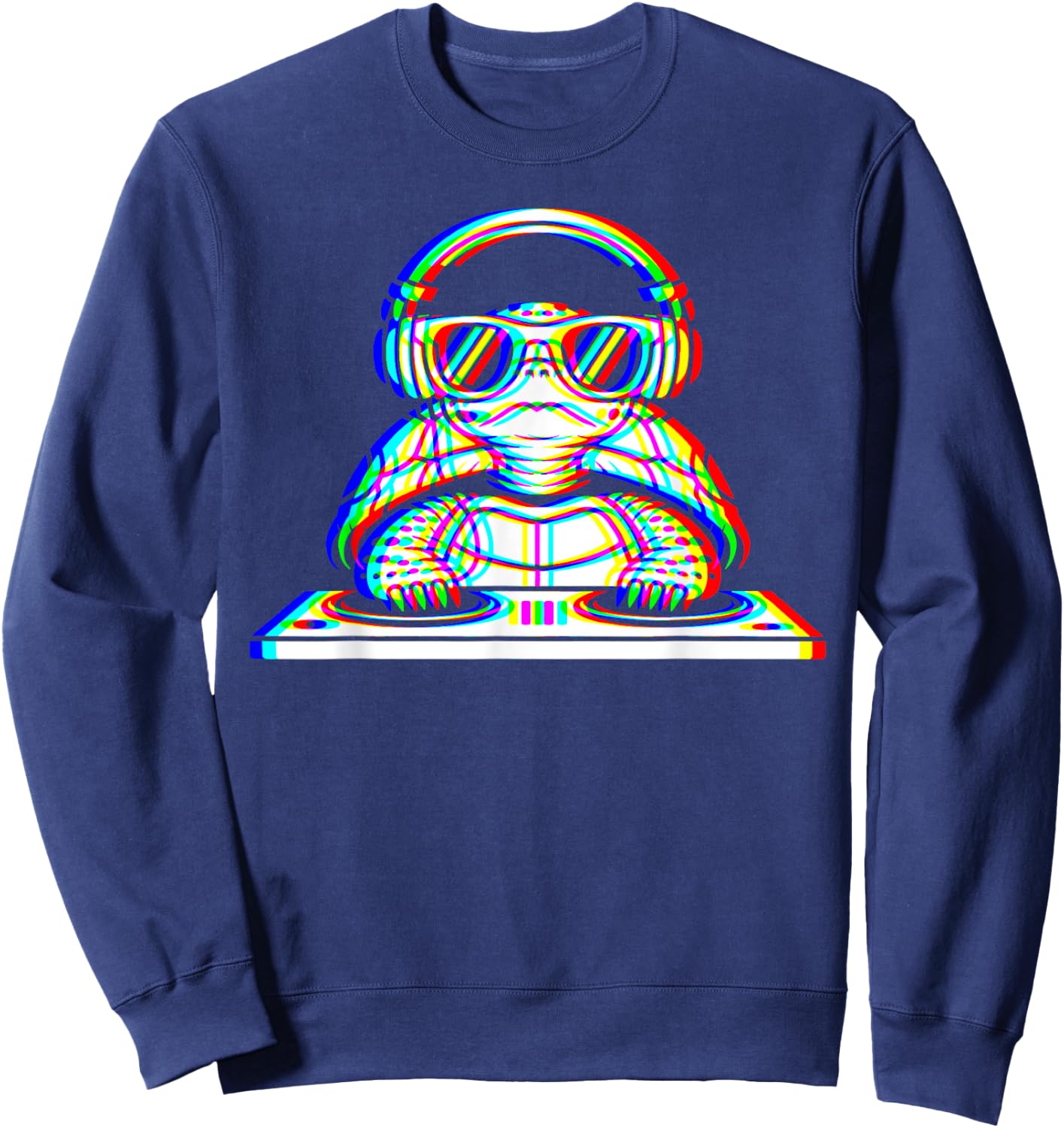 Funny Eastern Box Turtle DJ Glitch Rave EDM Music Party Sweatshirt - Sweatshirt | Navy