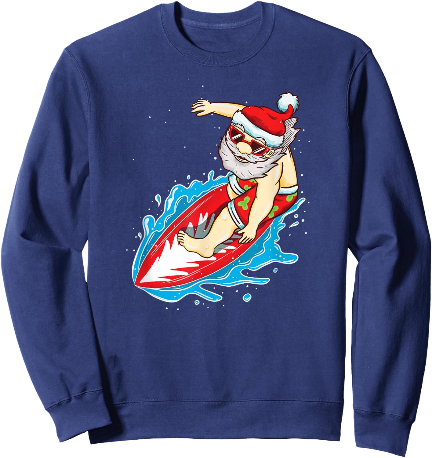 Santa Surfing Christmas in July Shirt Sweatshirt - Sweatshirt | Navy