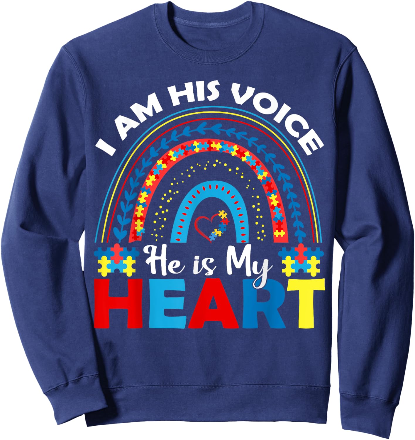 I Am His Voice He Is My Heart Sweatshirt - Sweatshirt | Navy
