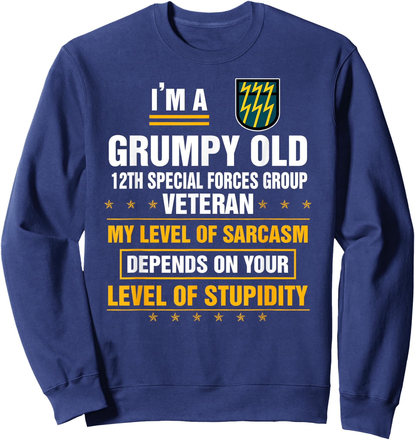 Grumpy Old 12th Special Forces Group Veteran Funny Xmas Sweatshirt - Sweatshirt | Navy