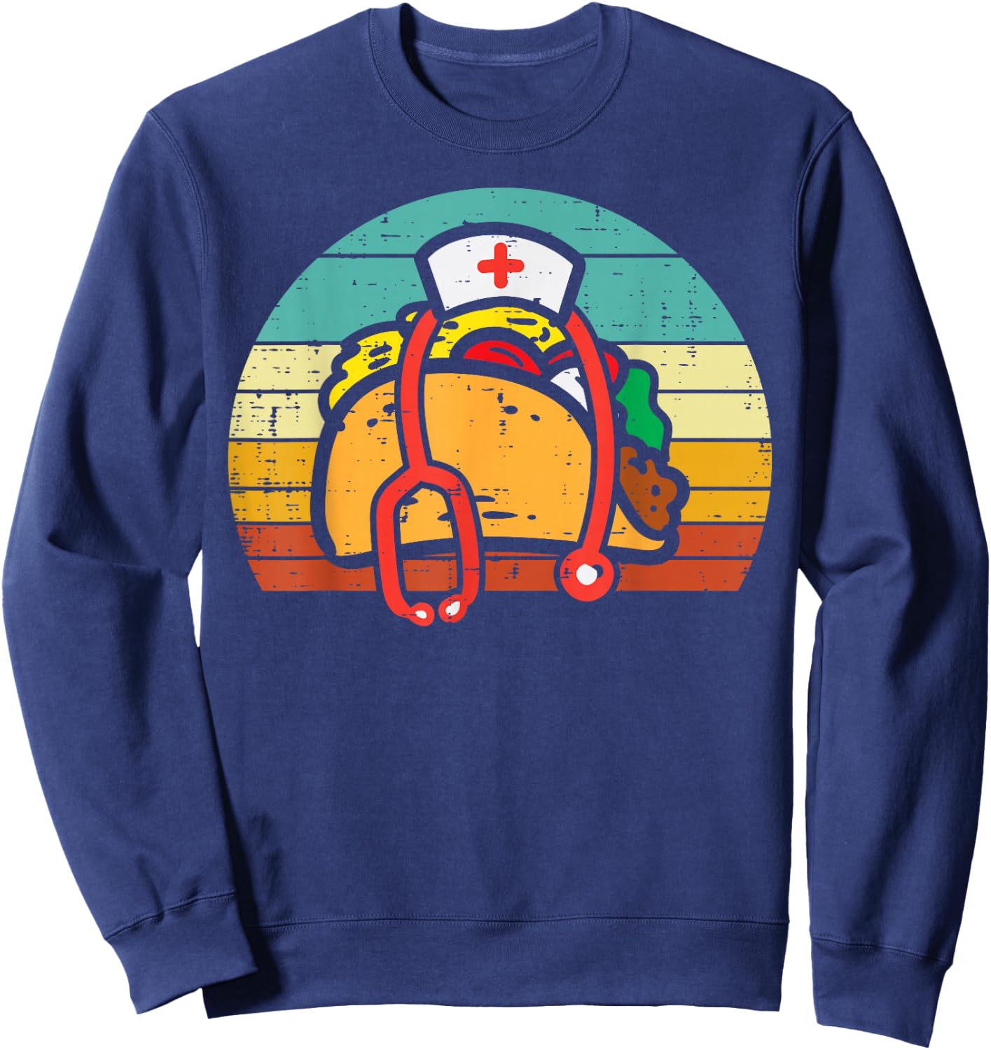 Taco Nurse Stethoscope Cinco De Mayo Nurse Women Scrub Top Sweatshirt - Sweatshirt | Navy
