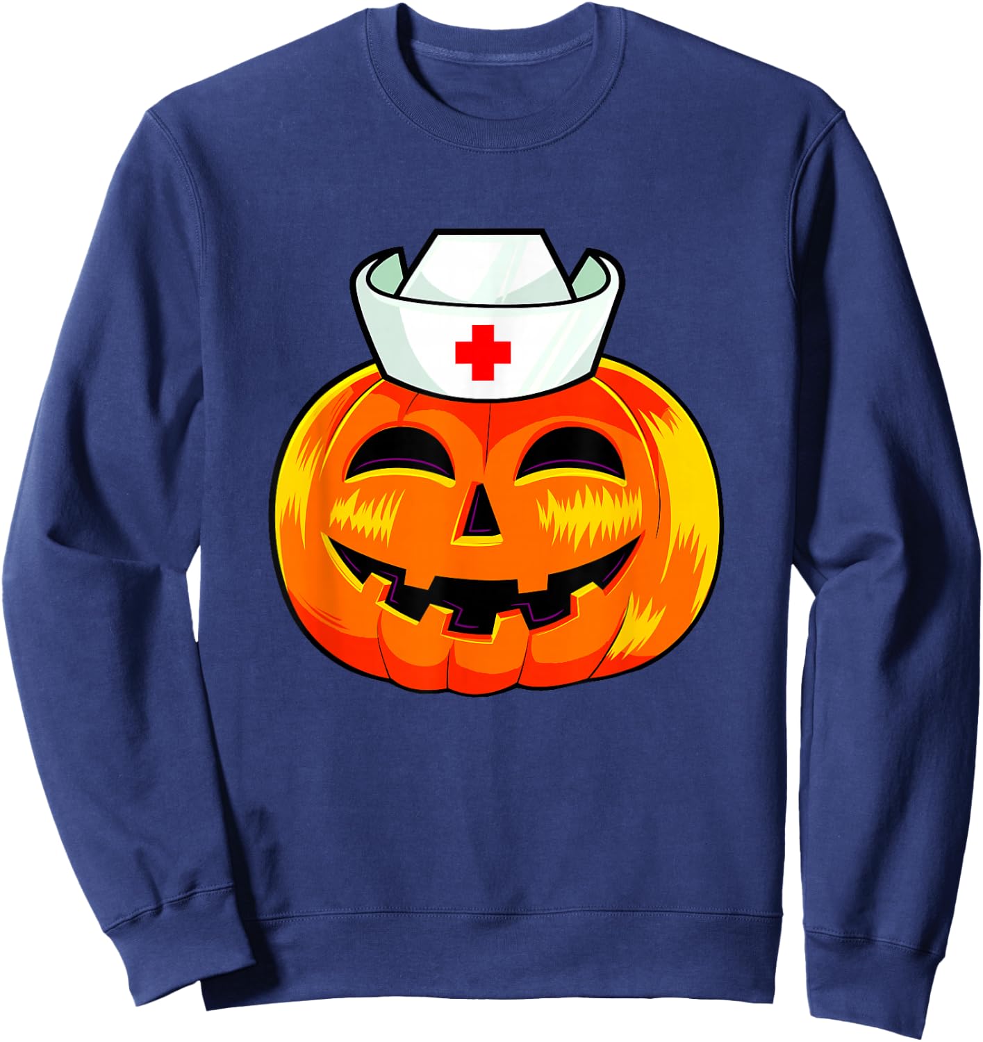 Nurse Halloween Scary Pumpkin Costume Nurse ER CNA ICU Women Sweatshirt - Sweatshirt | Navy
