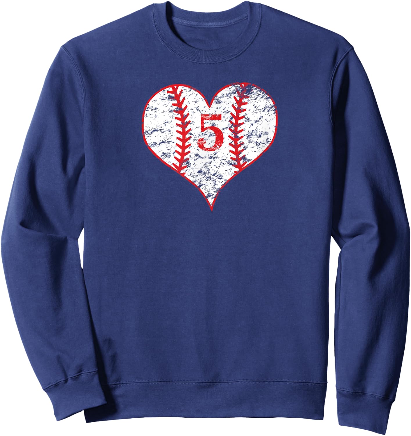Vintage Love Baseball Mom #5 Baseball Heart Number 5 fan Sweatshirt - Sweatshirt | Navy