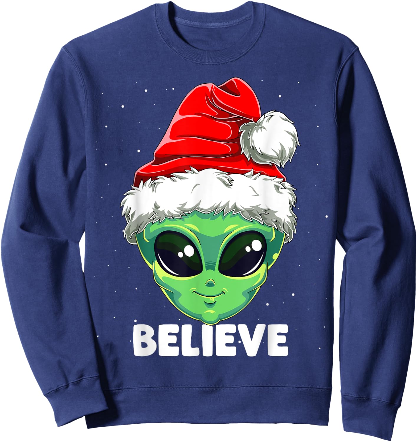 Christmas Alien Santa Costume Funny UFO Santa Hat Xmas Kids Sweatshirt - Sweatshirt | Navy
