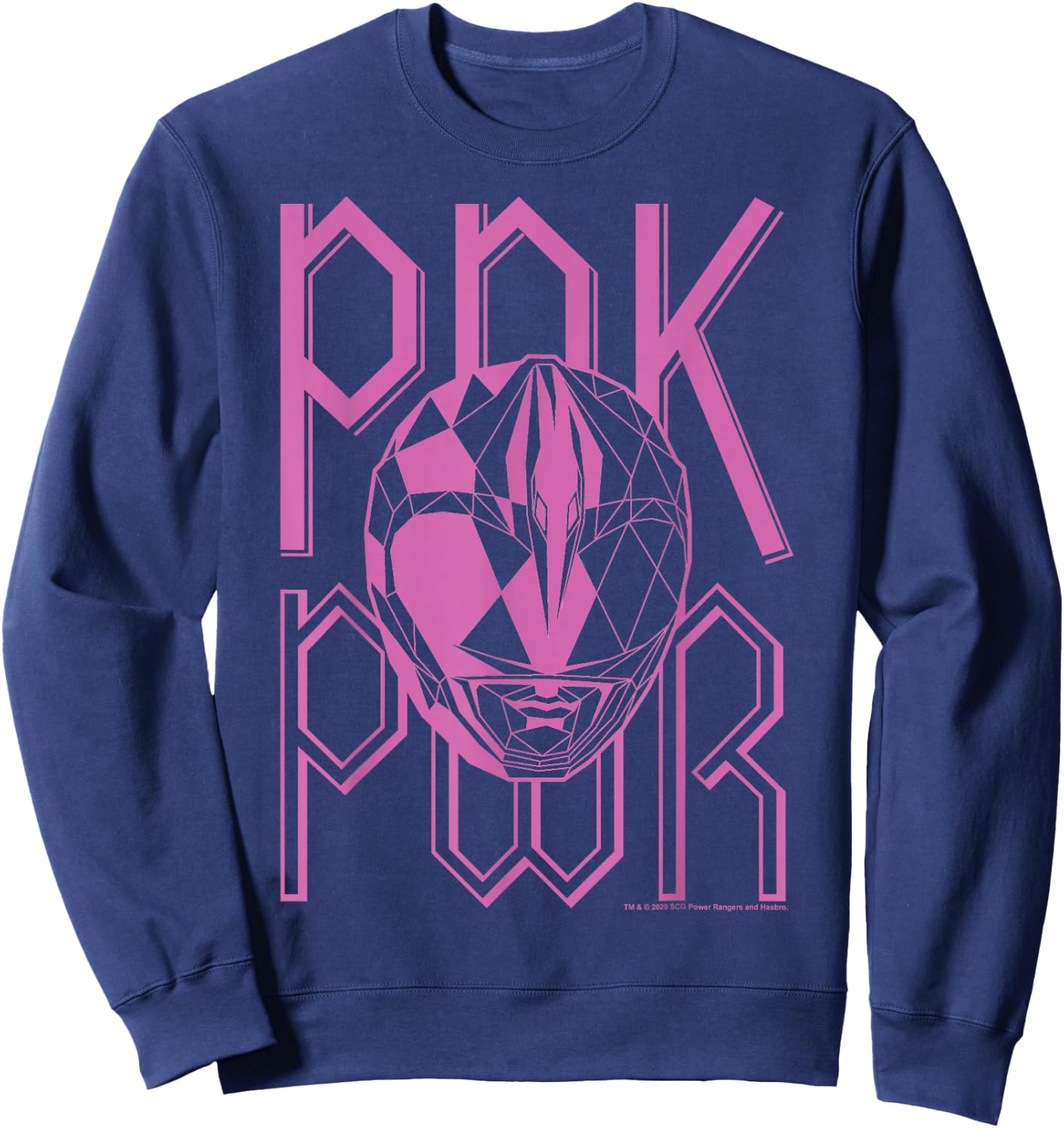 Power Rangers Pink Ranger Geometric Helmet Logo Sweatshirt - Sweatshirt | Navy