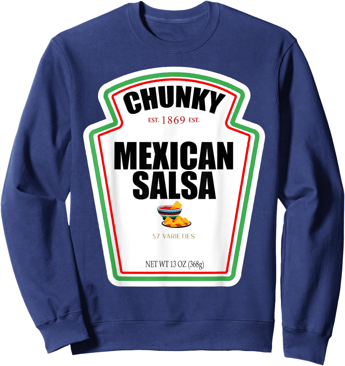 Halloween Matching Costume Chunky Mexican Salsa Bottle Label Sweatshirt - Sweatshirt | Navy
