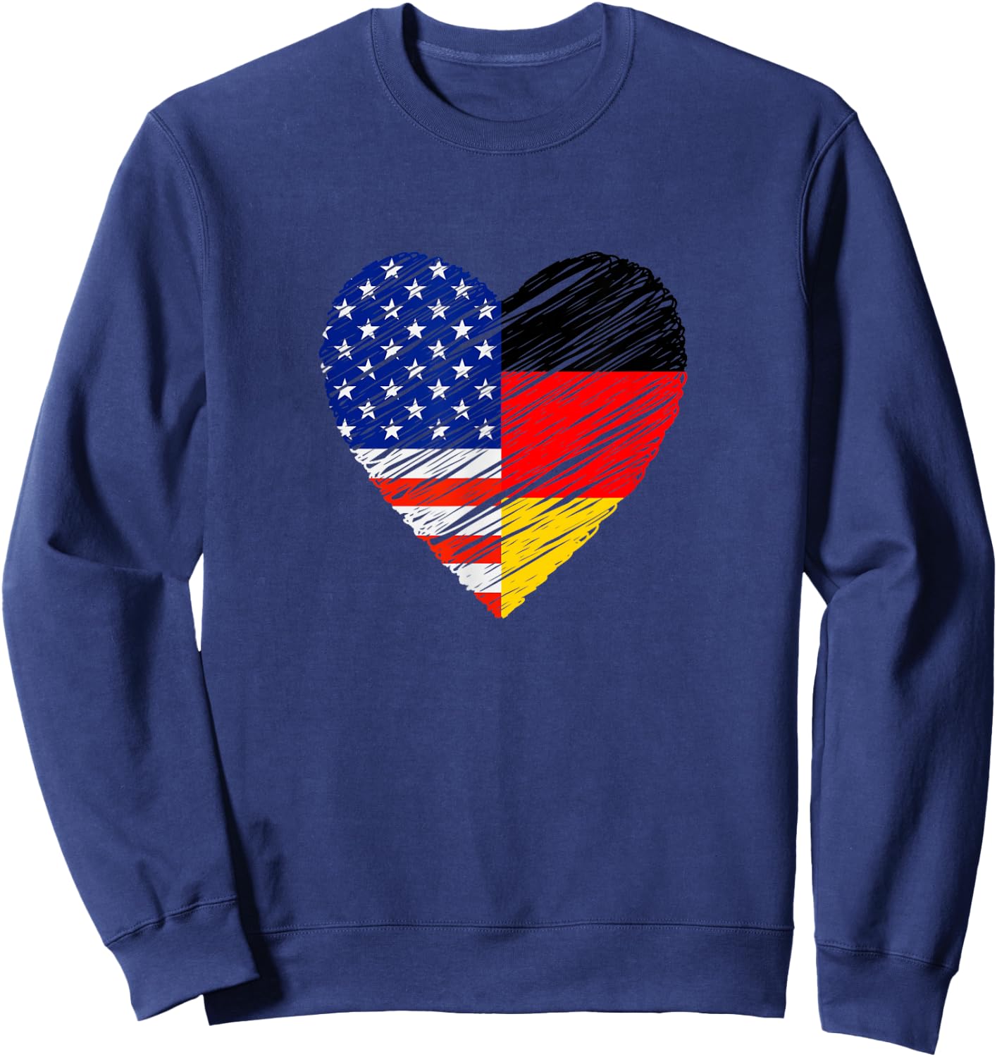 United States Germany Heart German Flag American Flag Heart Sweatshirt - Sweatshirt | Navy