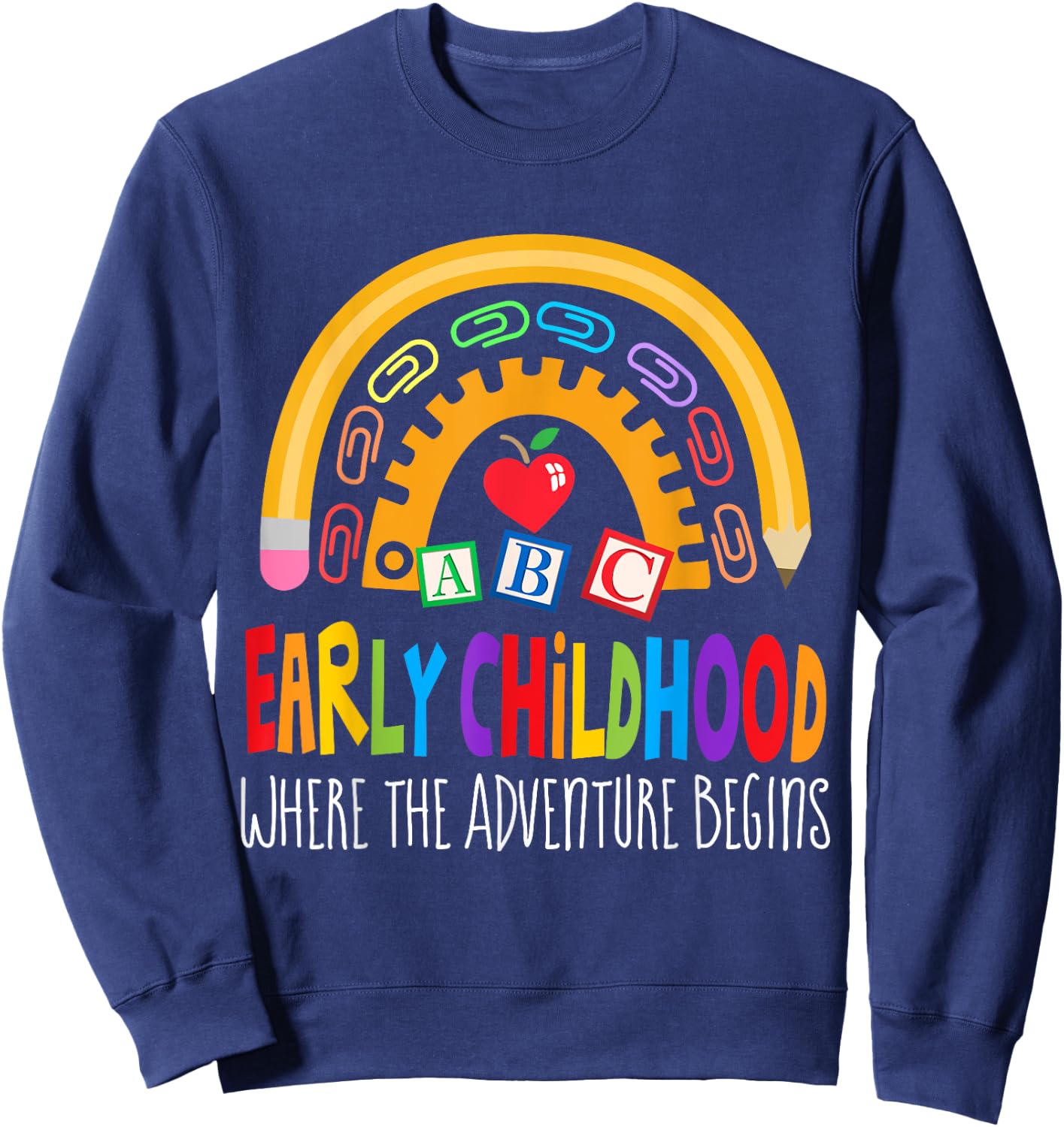 Teacher Early Childhood Education Preschool Head Start Crew Sweatshirt - Sweatshirt | Navy