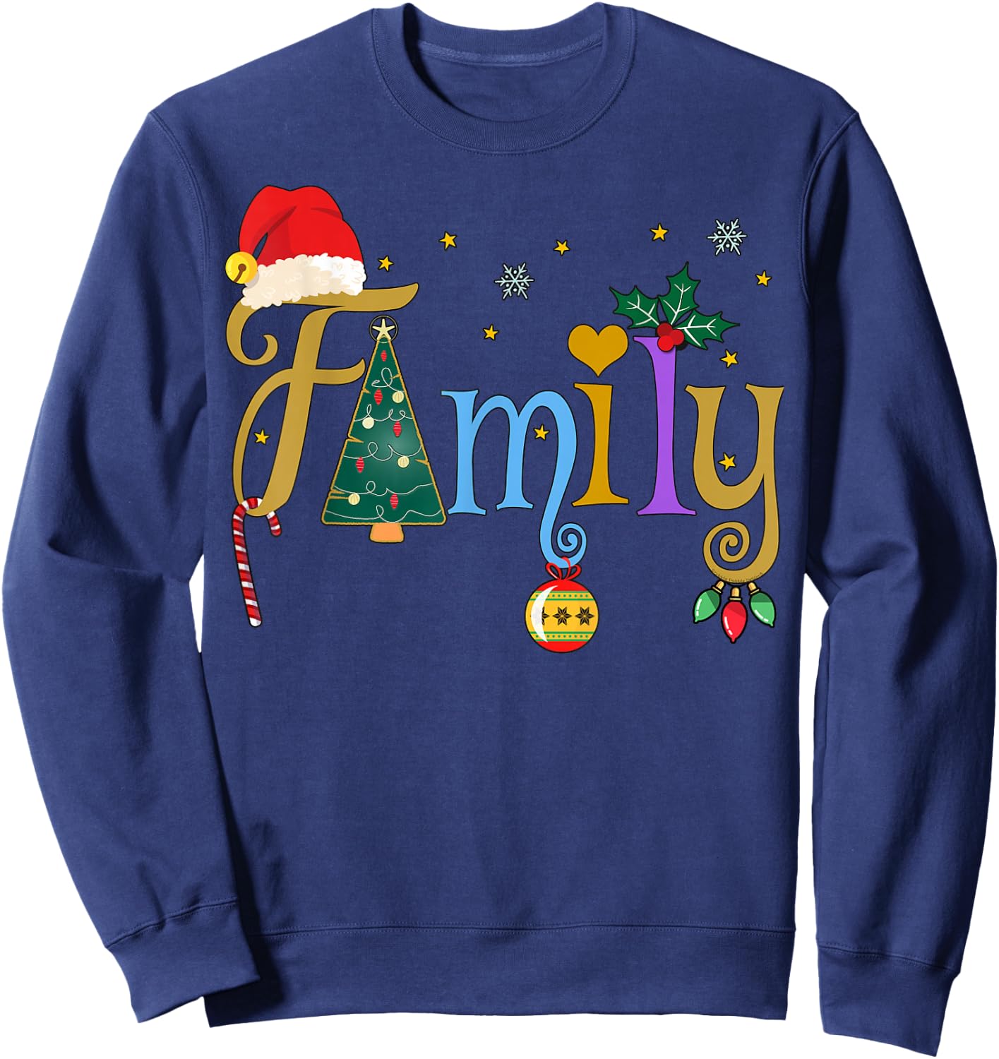 FAMILY Letters Holiday Style Love My Family Christmas Sweatshirt - Sweatshirt | Navy