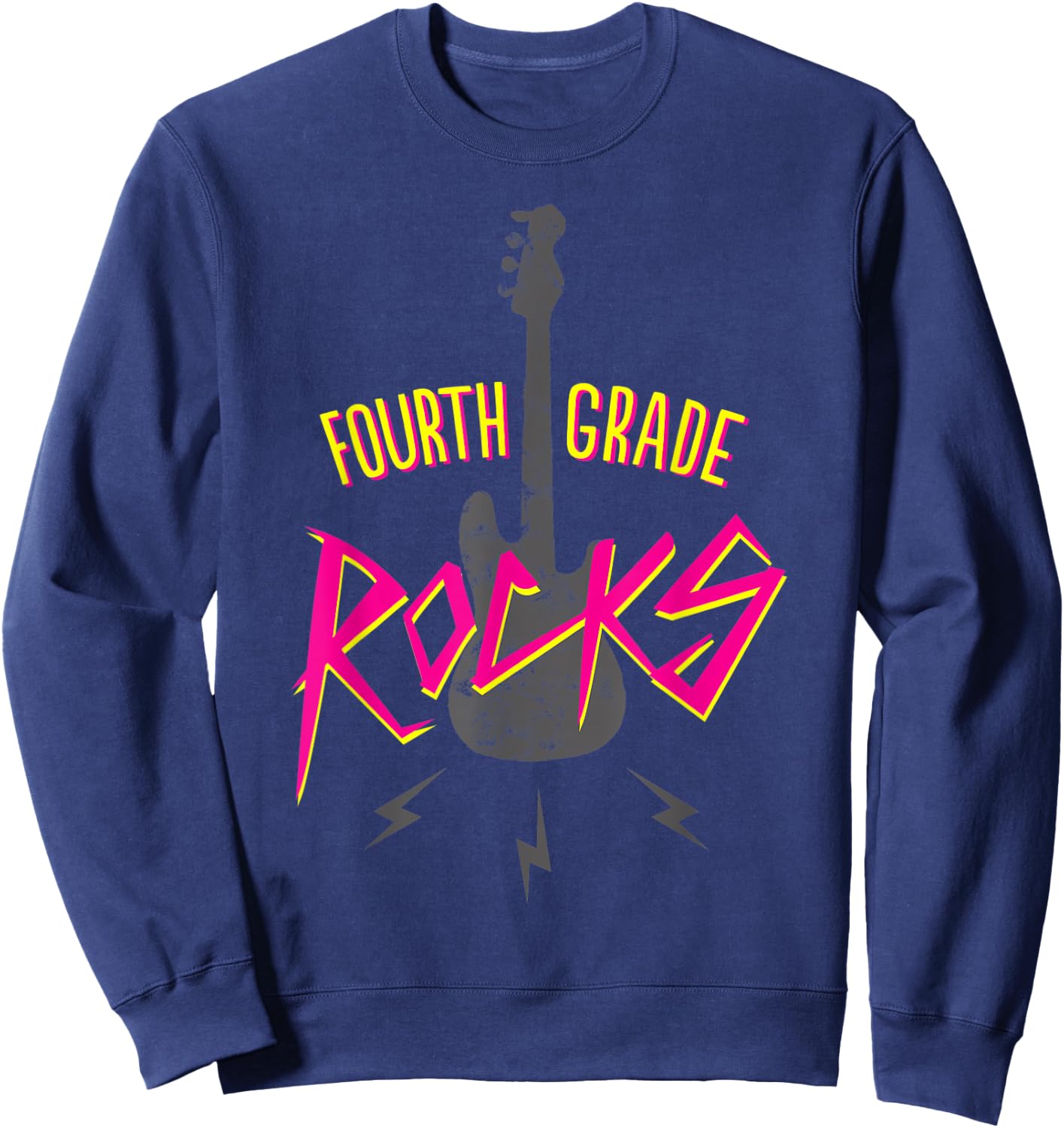 Fourth Grade Rocks Shirt 4th Grade Retro Guitar Sweatshirt - Sweatshirt | Navy