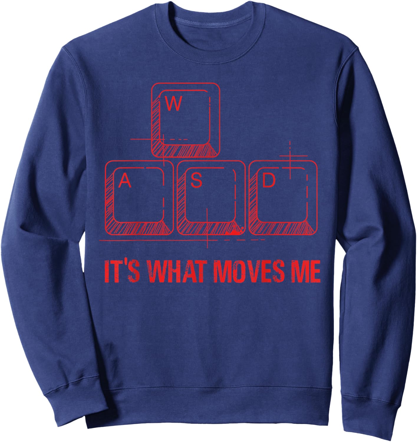 PC Gamer Merch Men Women Merchandise Retro Gift Funny WASD Its What Moves Me Video Games Gamer -Youth Black Modern Casual Sweatshirt - Sweatshirt | Navy