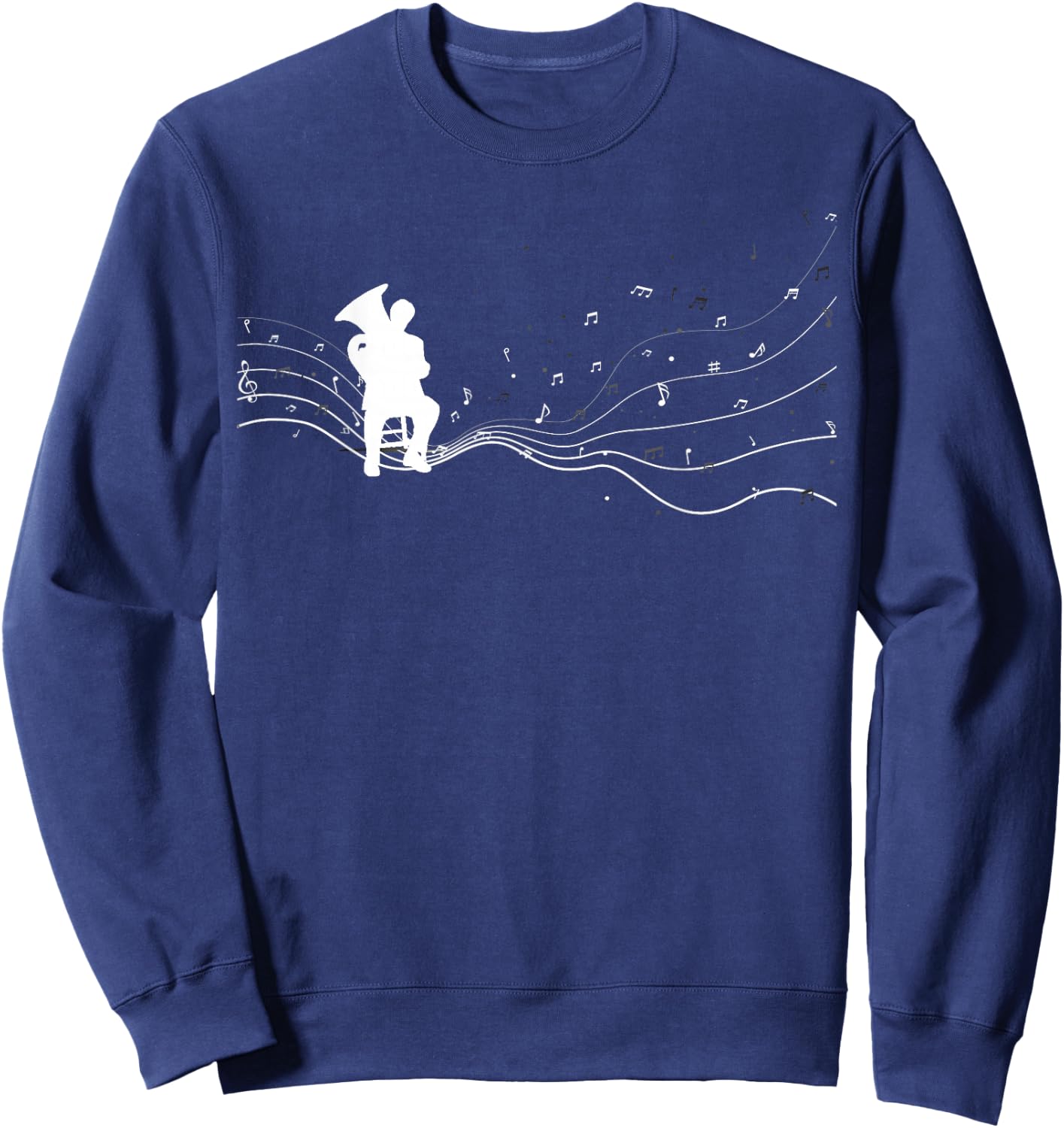 Tuba musician in music notes for Tuba player Sweatshirt - Sweatshirt | Navy