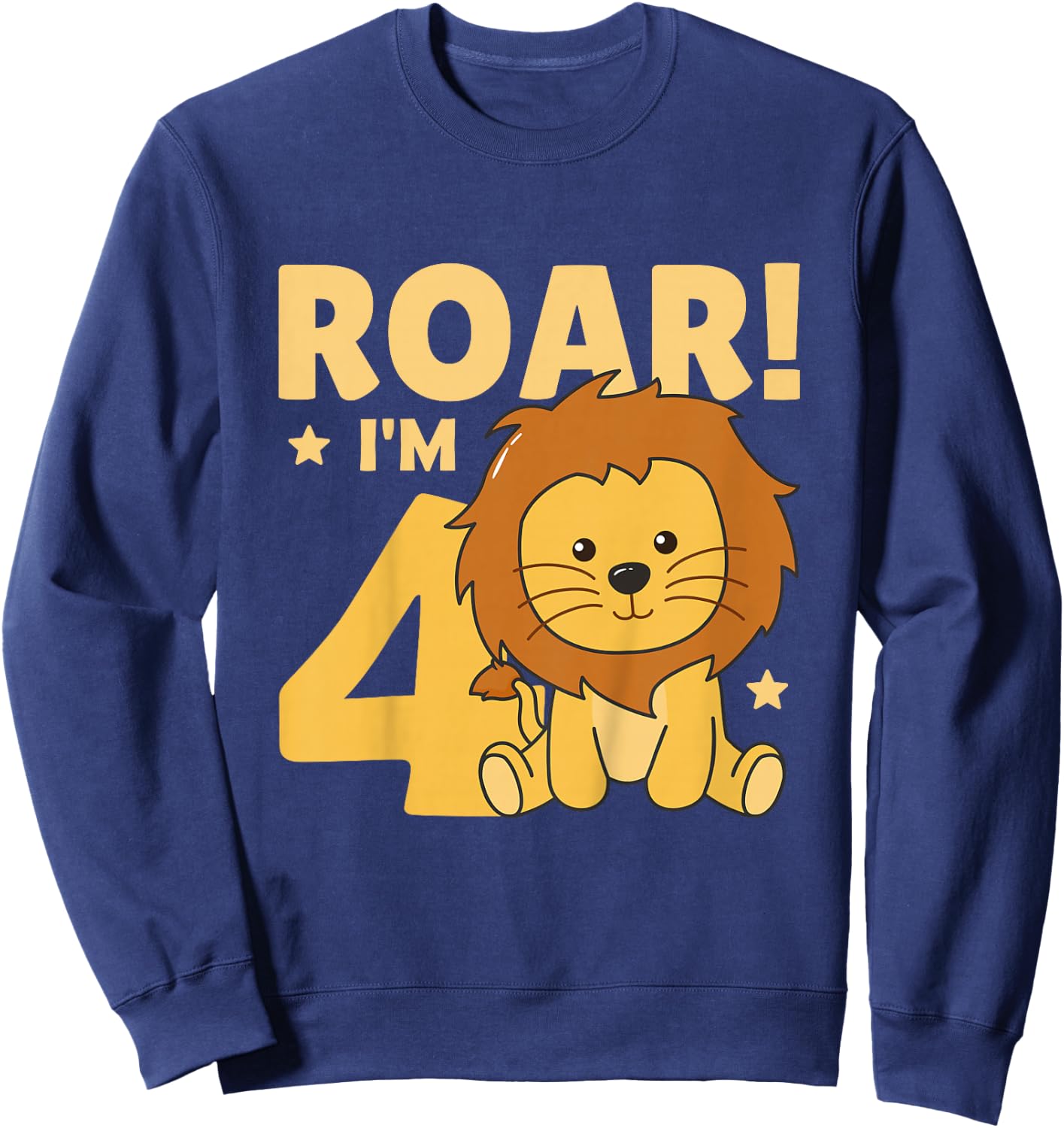 Kids Children 4th Birthday Lion 4 Years Old Young Boy Lion Sweatshirt - Sweatshirt | Navy