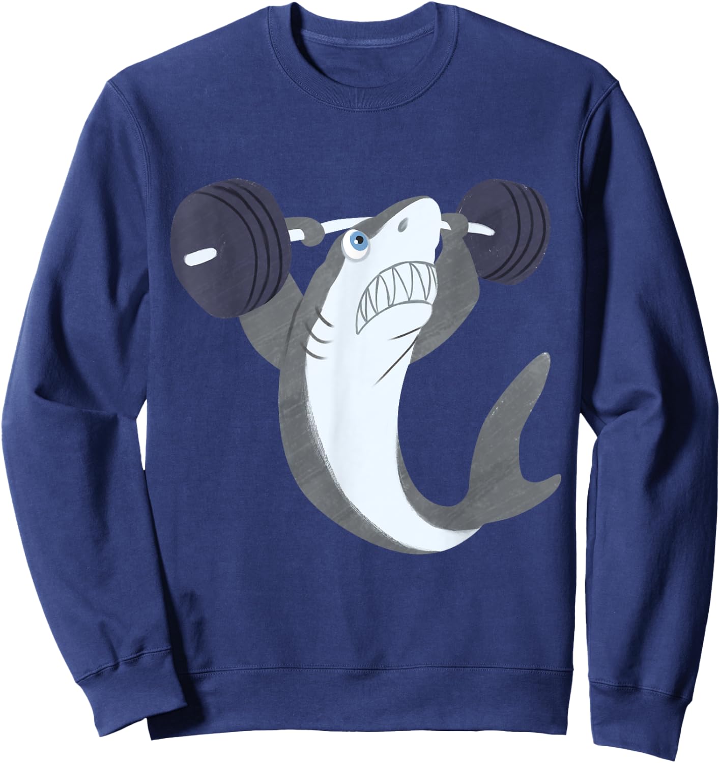Weightlifing Shark Barbell - Funny Workout Gym Weightlifter Sweatshirt - Sweatshirt | Navy