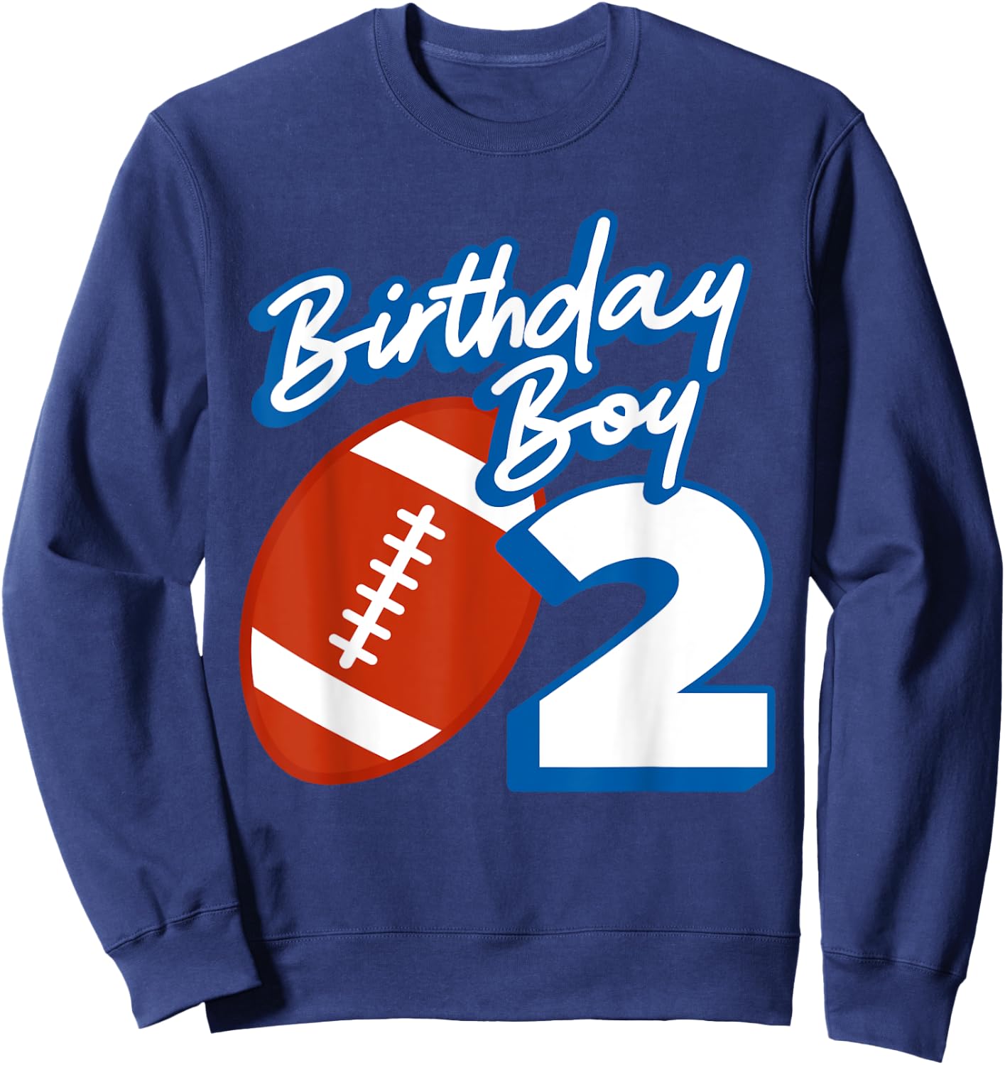 2nd Birthday Boy Football Ball 2 Years Old Kids Gift Ideas Sweatshirt - Sweatshirt | Navy