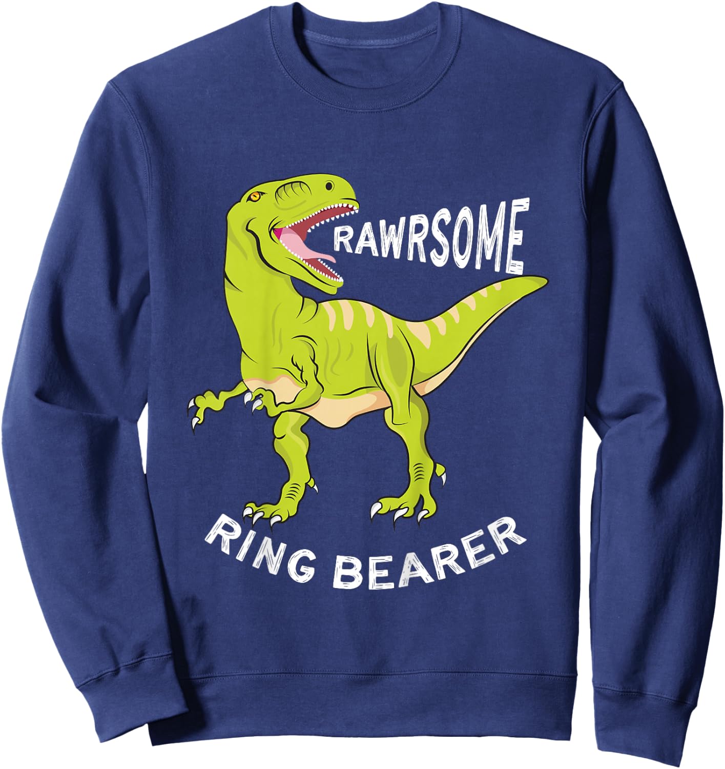 Awesome Dinosaur Ring Bearer Shirt T-Rex for Kids Sweatshirt - Sweatshirt | Navy