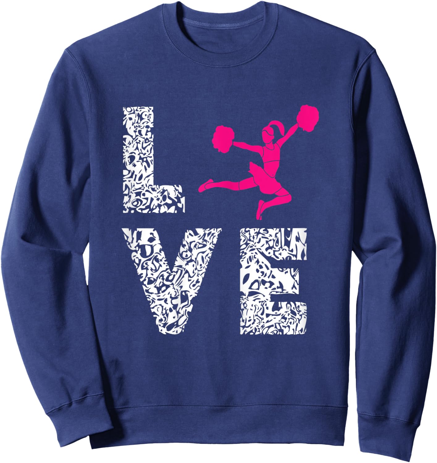 Cheerleader Love Cardio Pom Poms Girl Cheerleading Workout Sweatshirt - Sweatshirt | Navy
