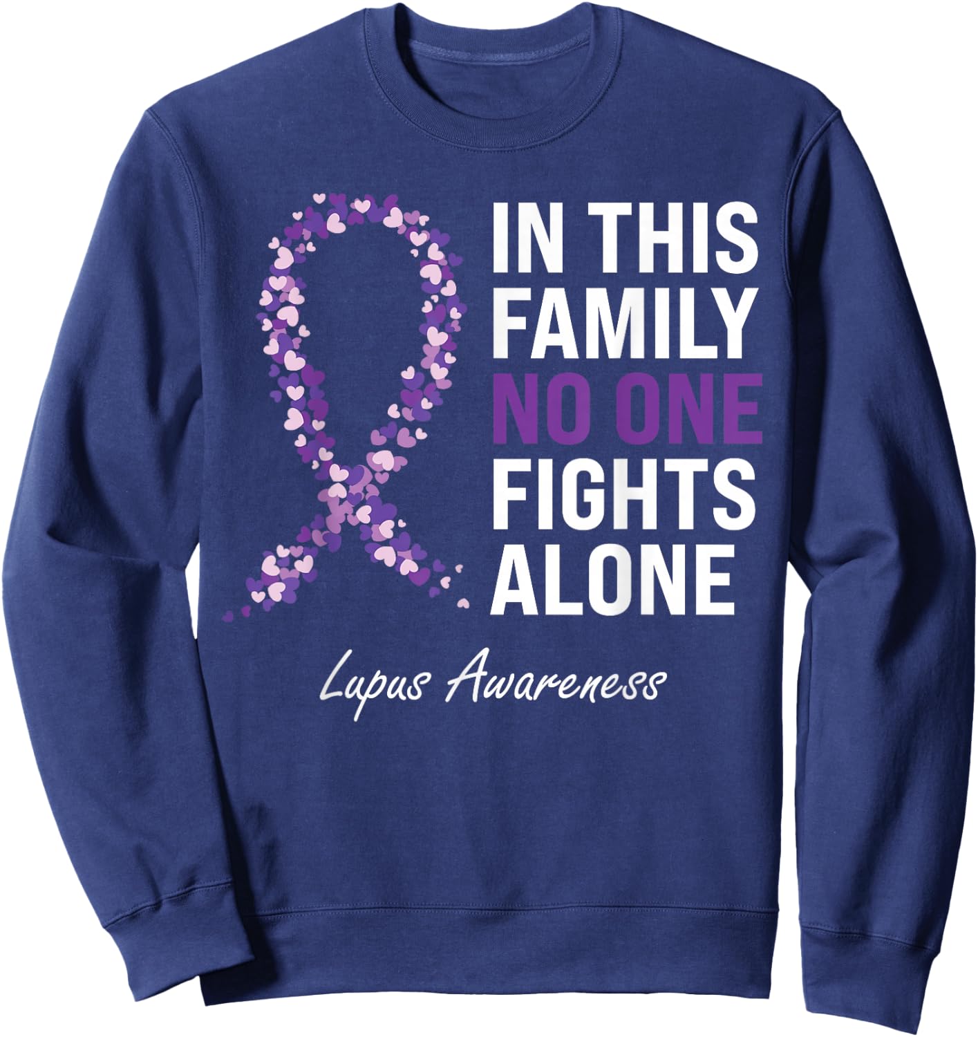 Lupus Awareness Purple Ribbon Sweatshirt - Sweatshirt | Navy