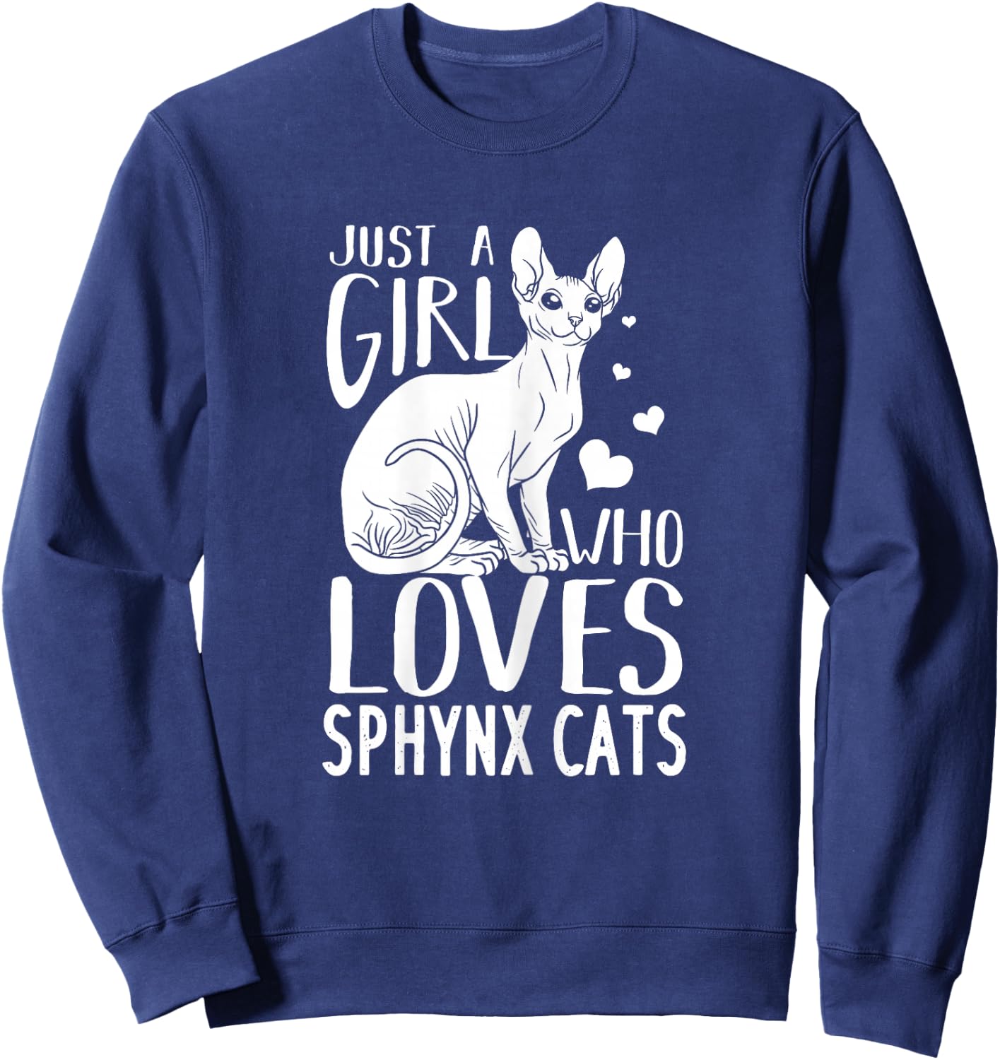 Sphynx Cat Gift Kitten Owner Lover Women Girls Kids Sweatshirt - Sweatshirt | Navy