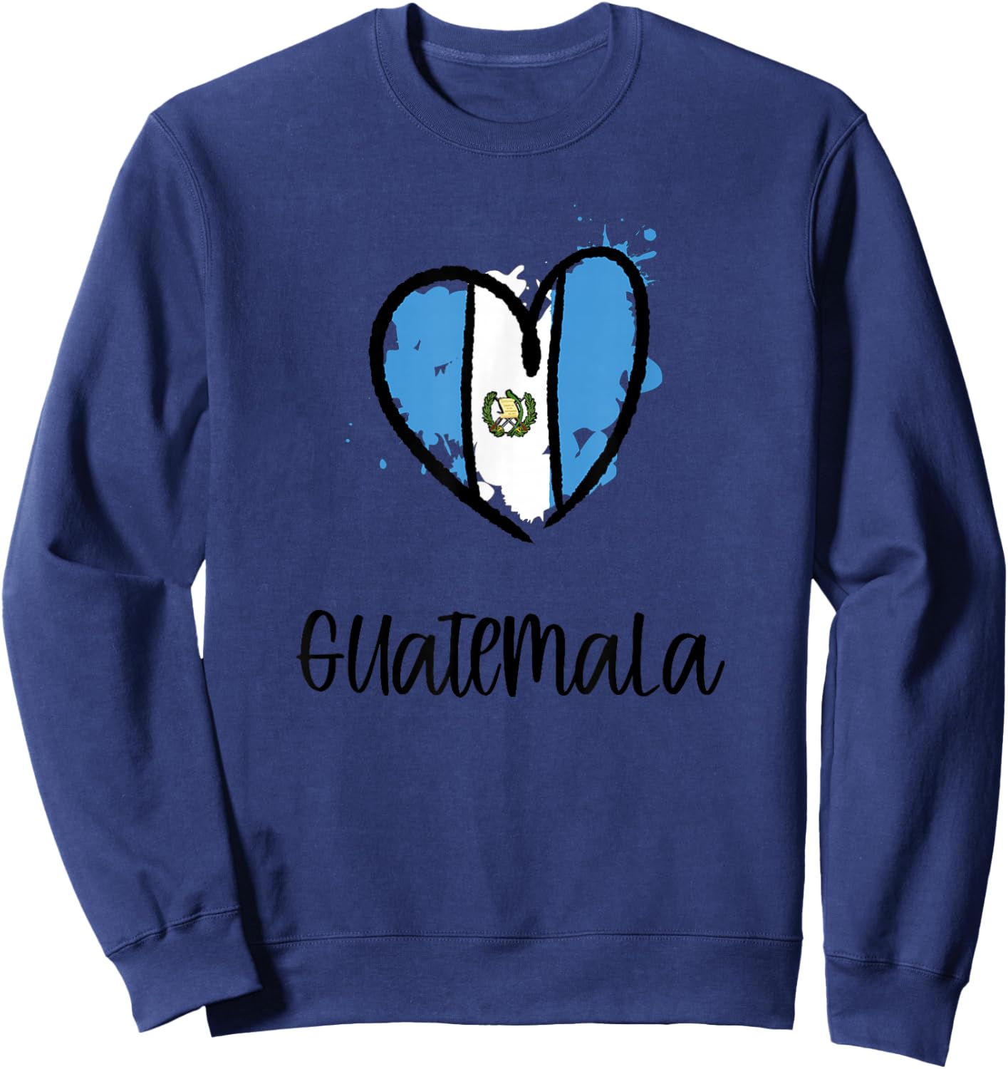 Guatemala Heart Art Northern America Spanish Guatemalan Gift Sweatshirt - Sweatshirt | Navy