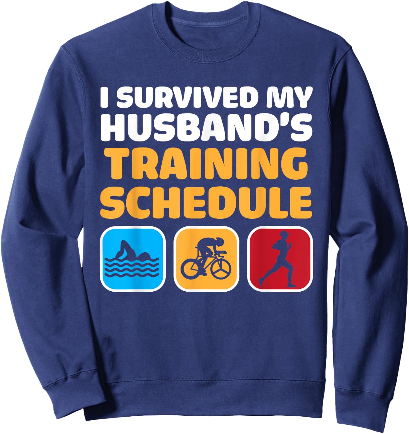 Triathlon Art Women Wife Triathlete Swim Bike Run Athletes Sweatshirt - Sweatshirt | Navy