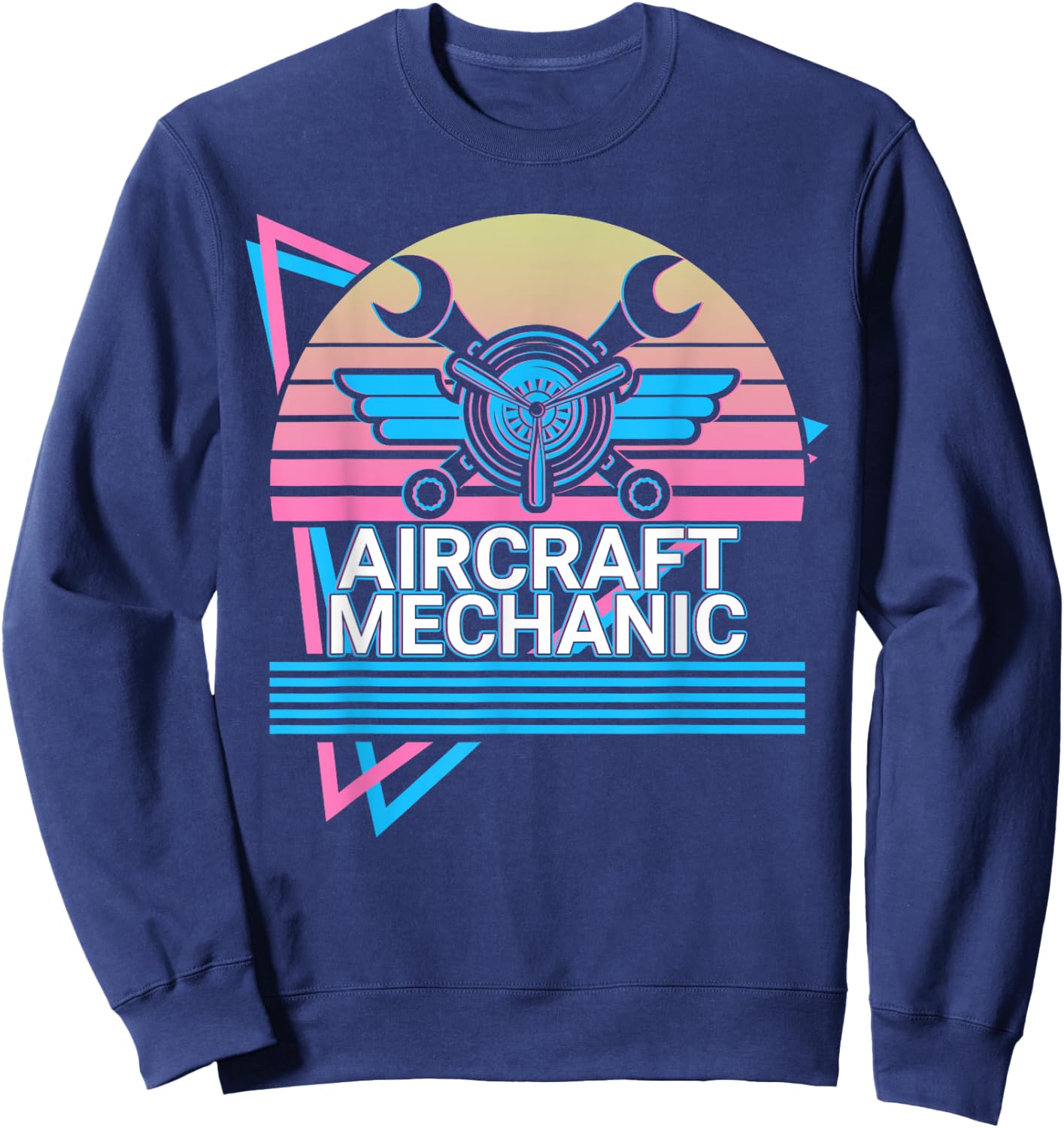 Aircraft Mechanic Aviation Retro Sweatshirt - Sweatshirt | Navy