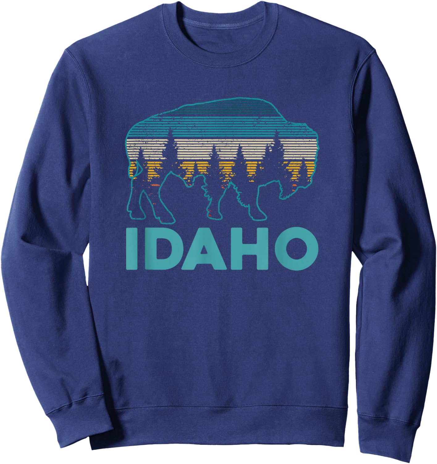 Idaho Bison Vintage American Buffalo Souvenir Gift Sweatshirt - Sweatshirt | Navy