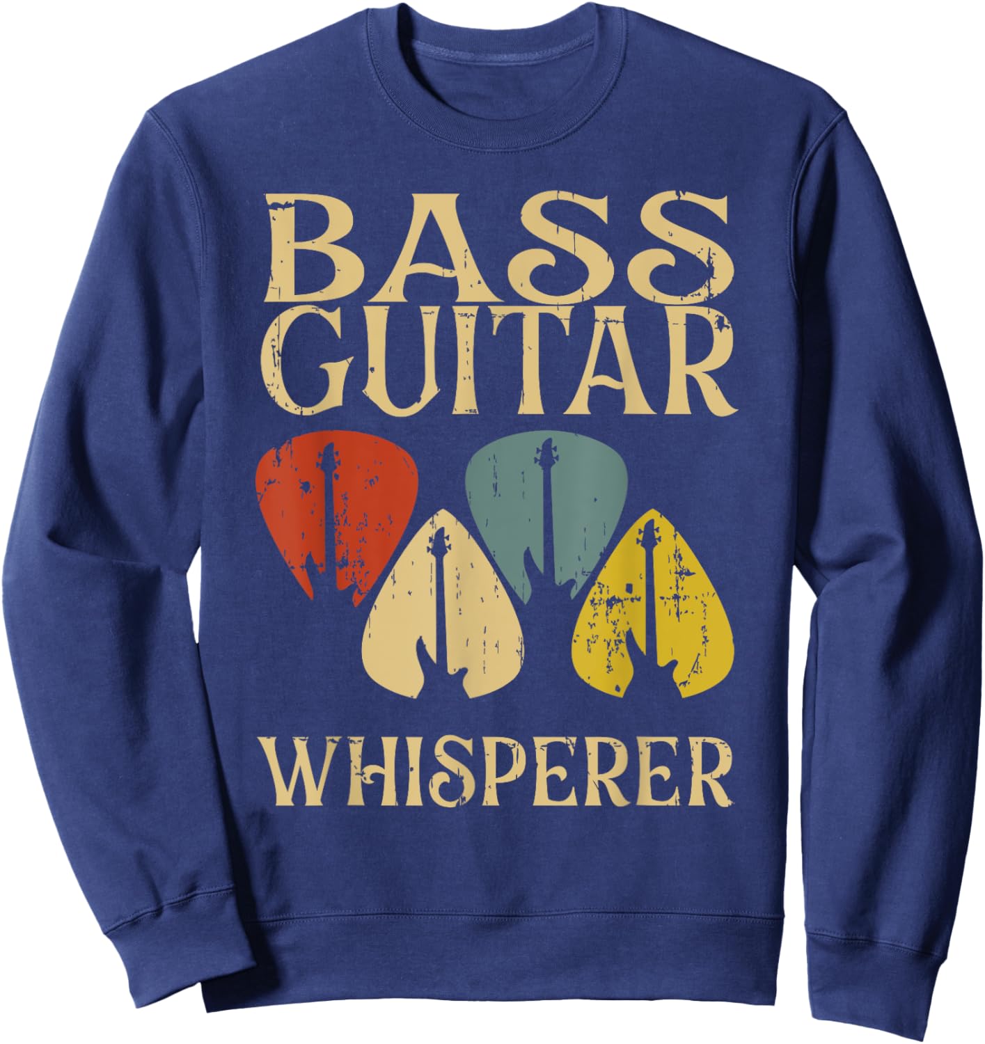 Vintage Bass Guitar Whisperer Funny Bassist Gift Men Women Sweatshirt - Sweatshirt | Navy