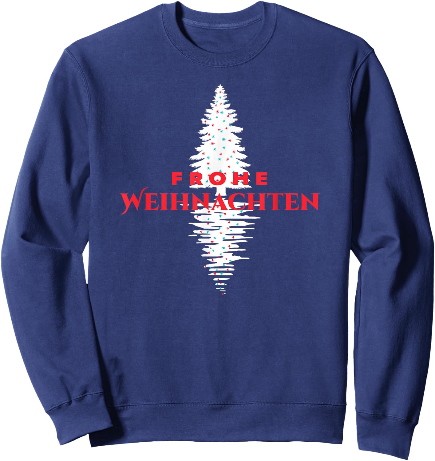 Frohe Weihnachten German Merry Christmas Holiday Tree Sweatshirt - Sweatshirt | Navy