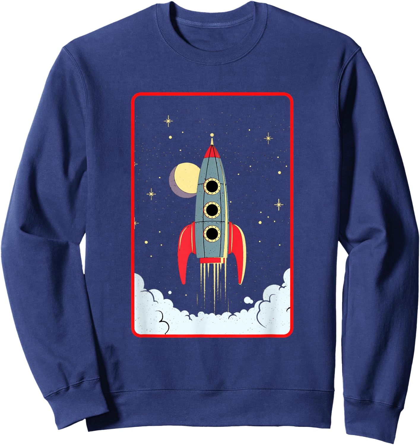 Cool Flies Rocketship Take Off Space Explorer Astronaut Sweatshirt - Sweatshirt | Navy