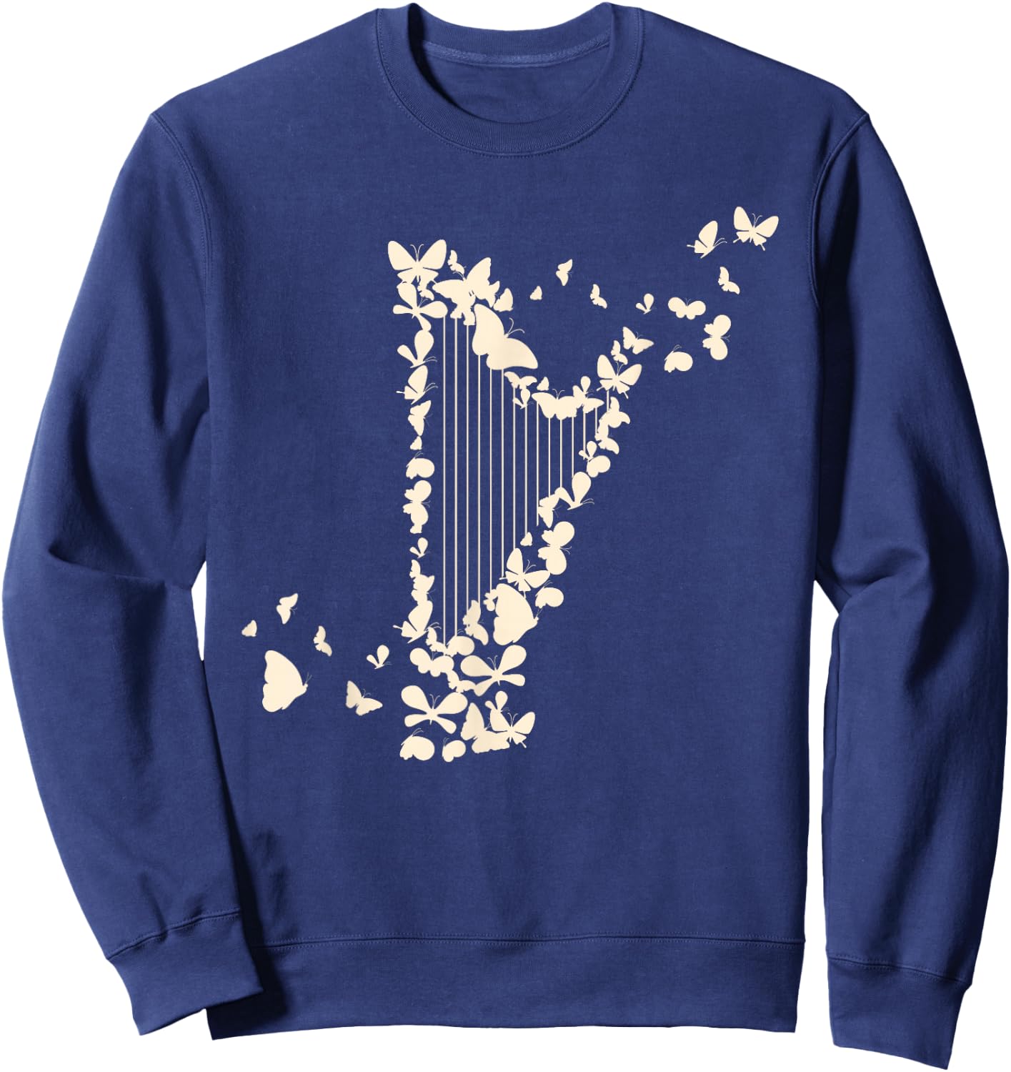 A Harp with Butterflies Harpist Sweatshirt - Sweatshirt | Navy